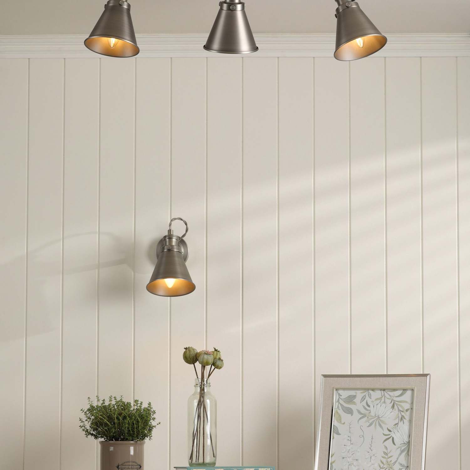 Laura Ashley Rufus Metal 3 Light Bar Spotlight - Silver - Available at M&S