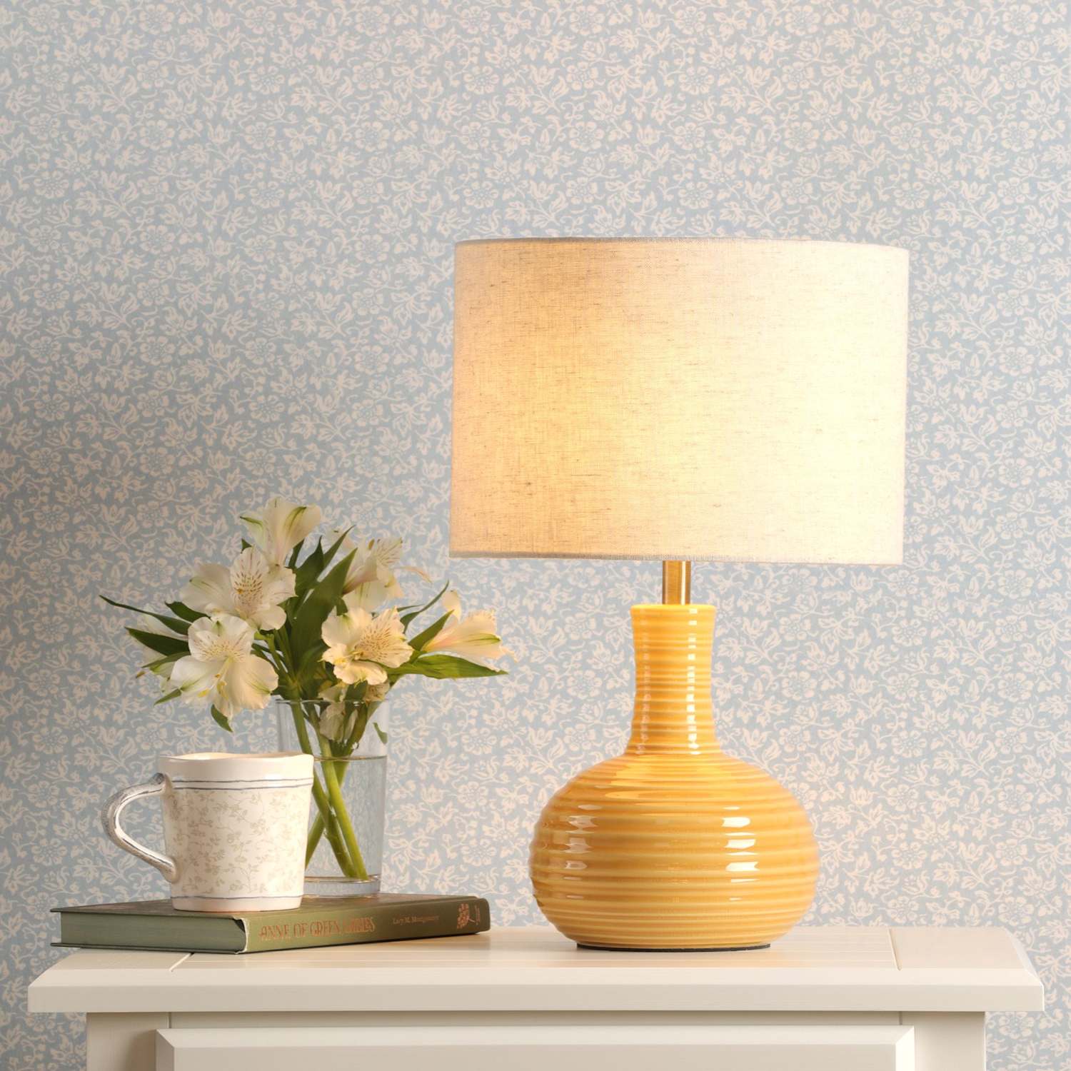 Laura Ashley Padley Ceramic Table Lamp - Antique Brass - Available at M&S