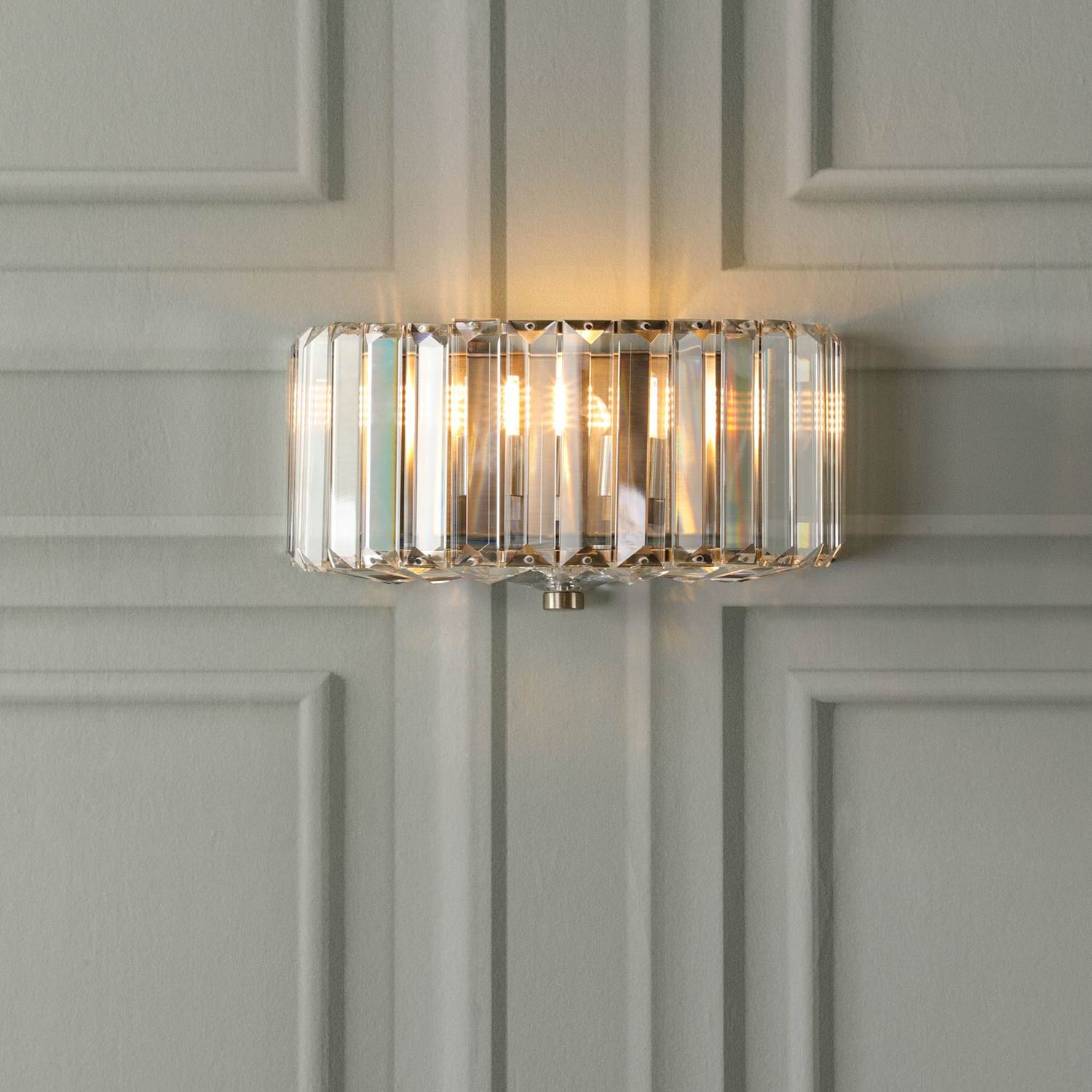 Laura Ashley Fernhurst Faceted Crystal Wall Light - Antique Brass - Available at M&S