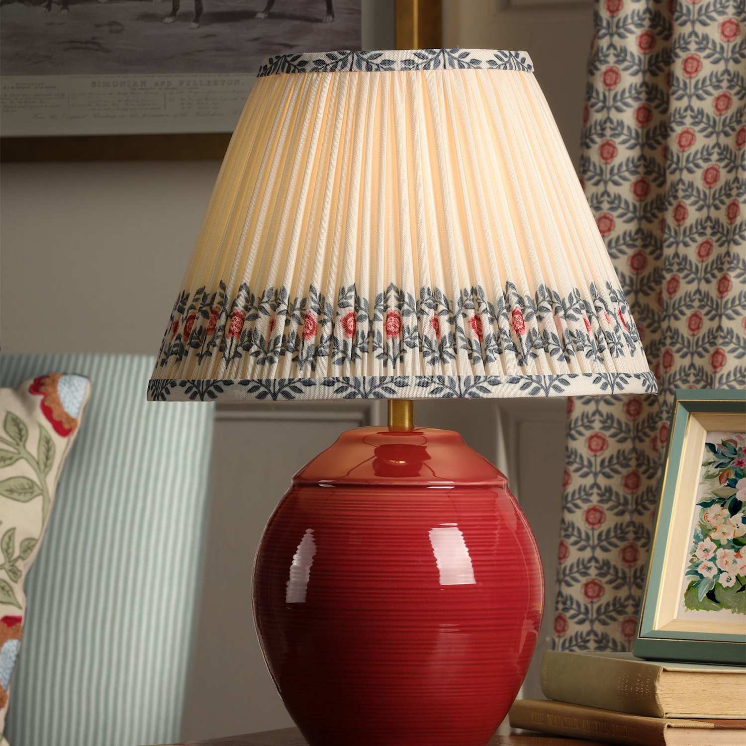 Joules Home Lighting Wentworth Ceramic Table Lamp - Red - Available at M&S