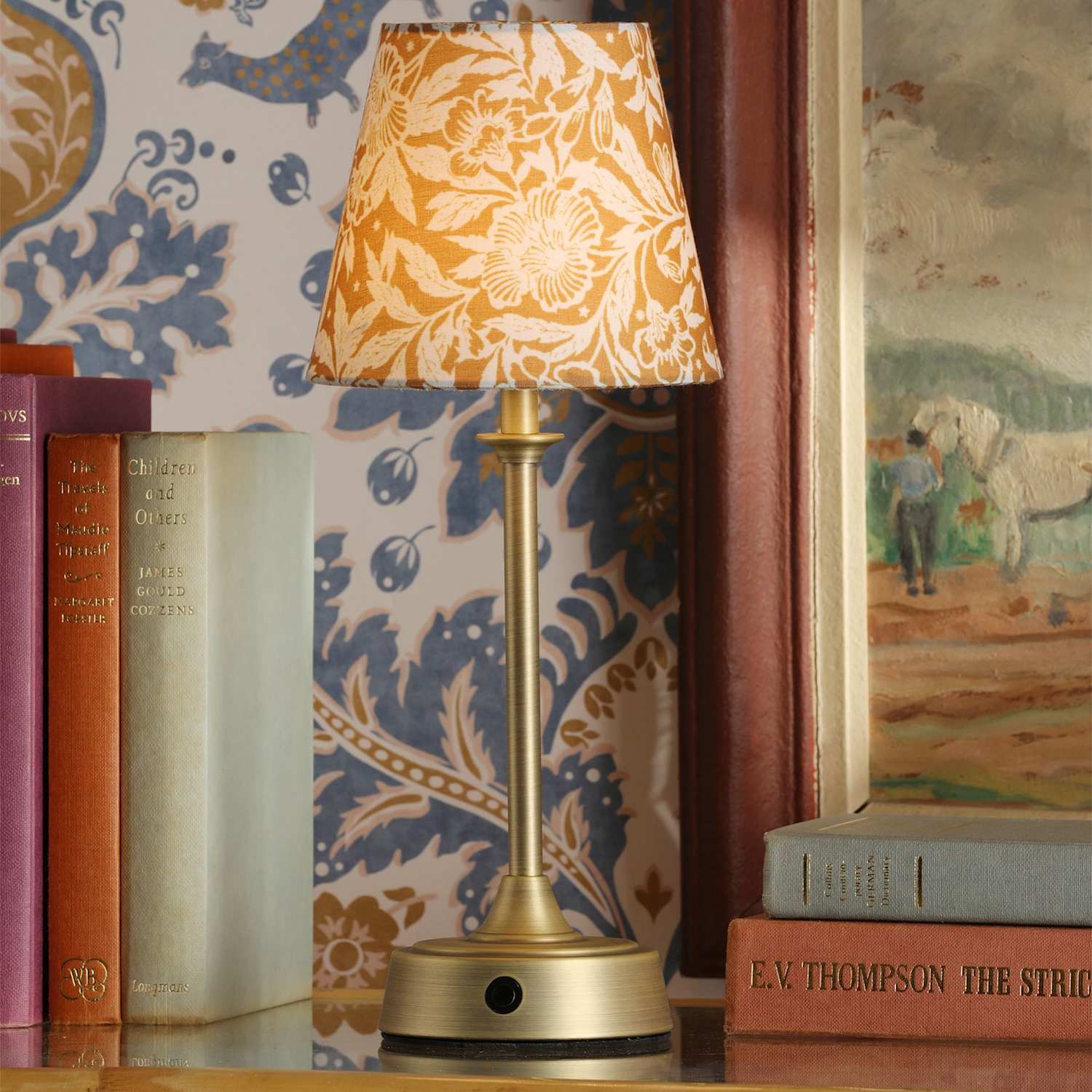 Joules Home Lighting Apsley Rechargeable Metal Floral Table Lamp - Antique Brass - Available at M&S