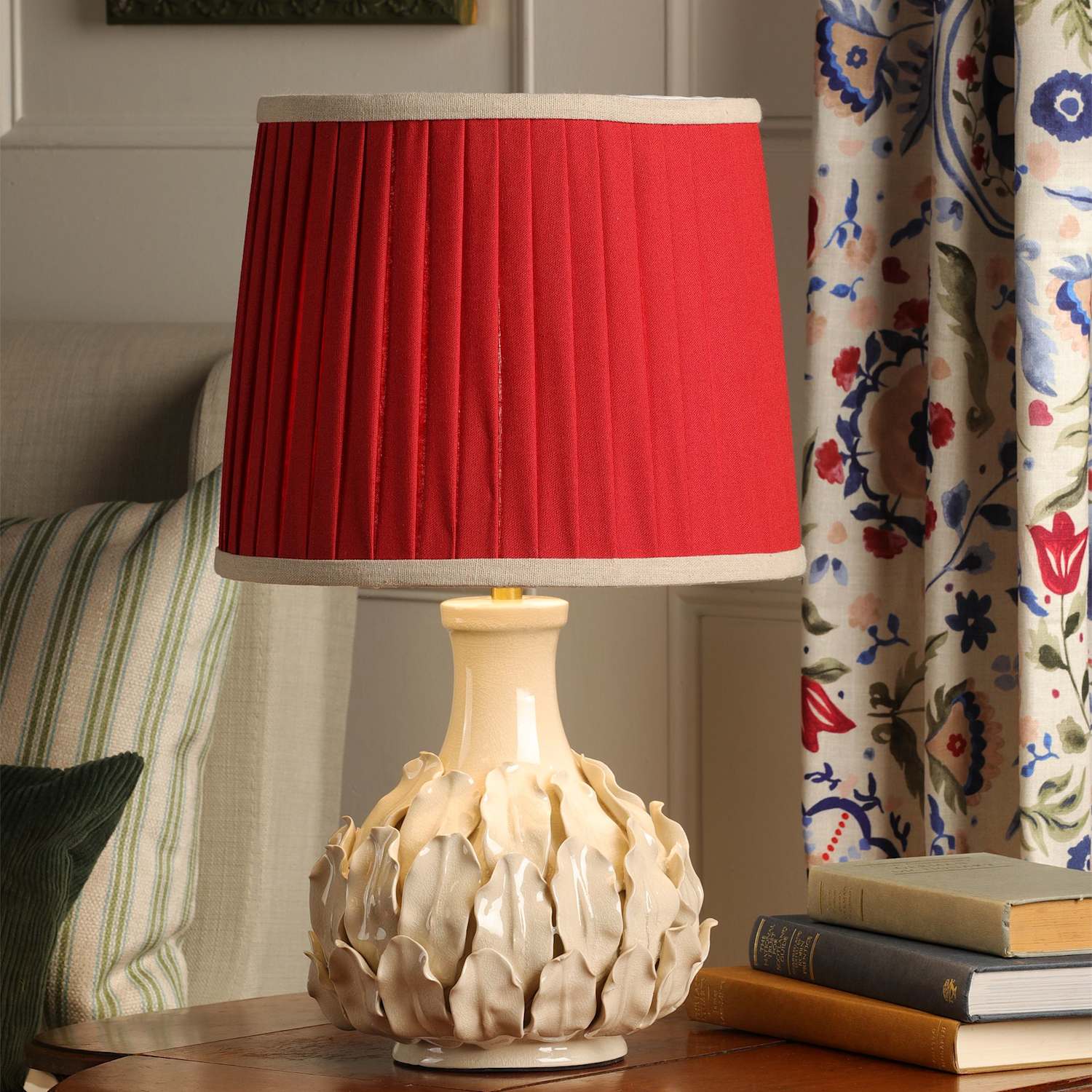 Joules Home Lighting Chatsworth Ceramic Table Lamp - Red Mix - Available at M&S