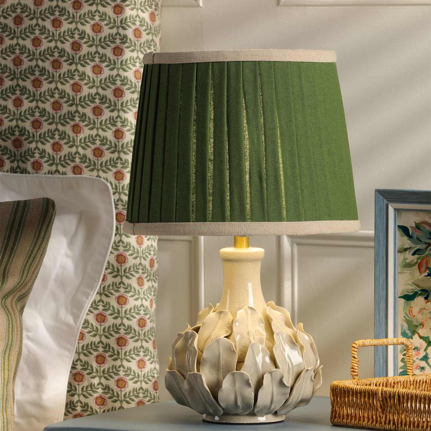 Joules Home Lighting Chatsworth Ceramic Table Lamp - Green Mix - Available at M&S
