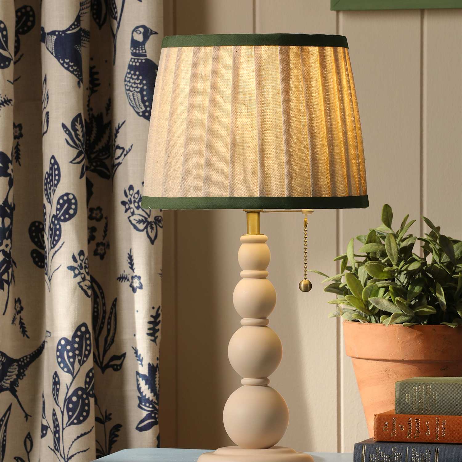 Joules Home Lighting Harewood Wooden Bobbin Table Lamp - Beige Mix - Available at M&S