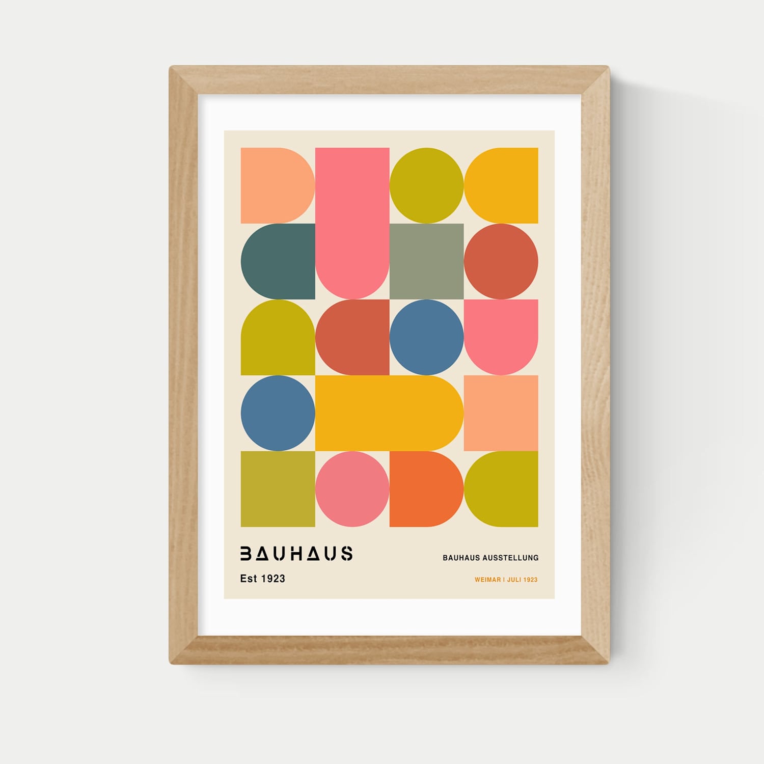 East End Prints Bauhaus Shapes Framed Art - A1 - Natural - Available at M&S