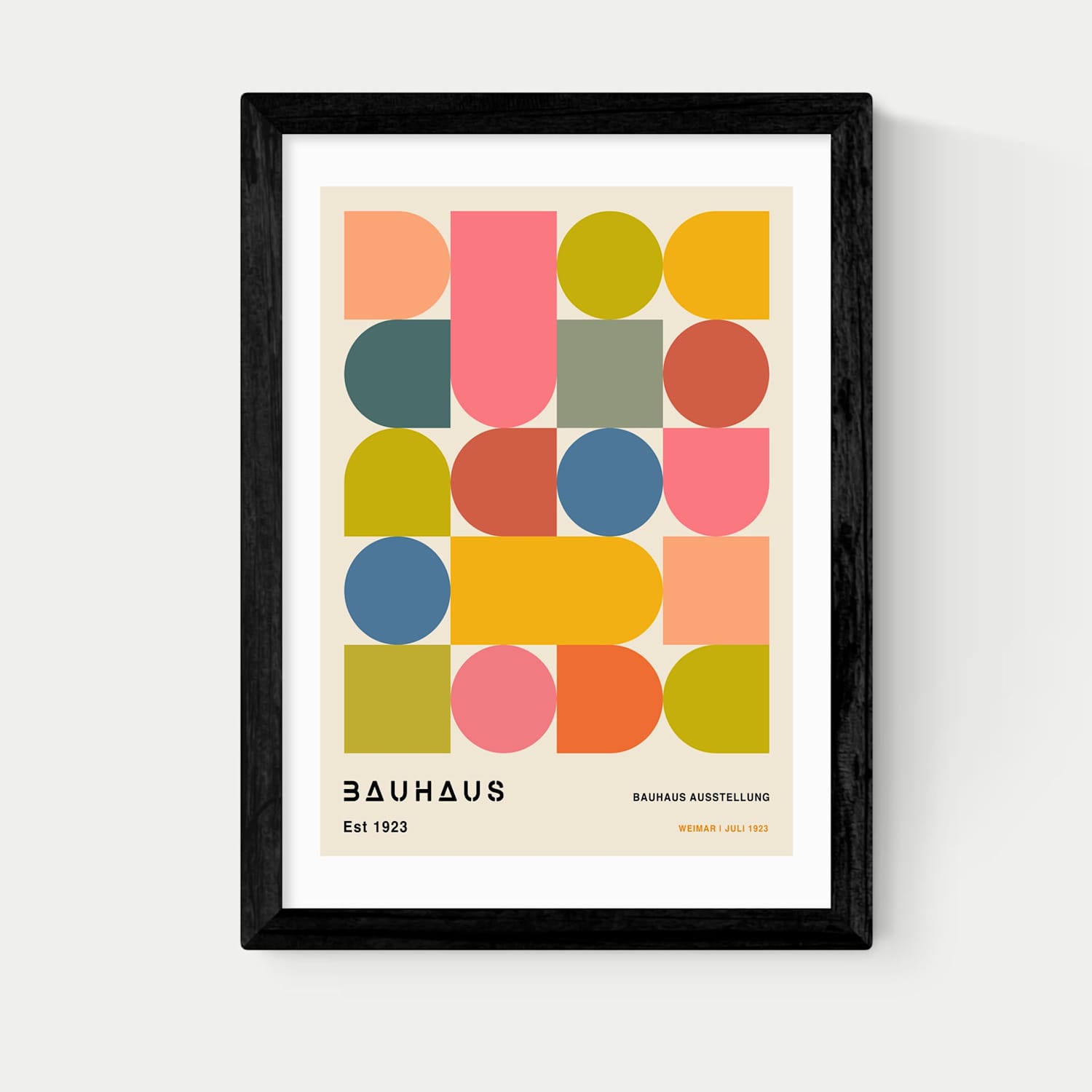 East End Prints Bauhaus Shapes Framed Art - A2 - Black - Available at M&S