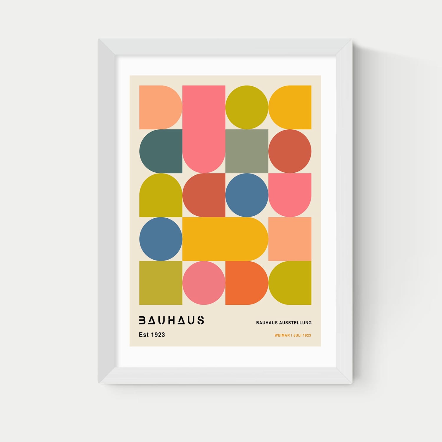 East End Prints Bauhaus Shapes Framed Art - A1 - White - Available at M&S