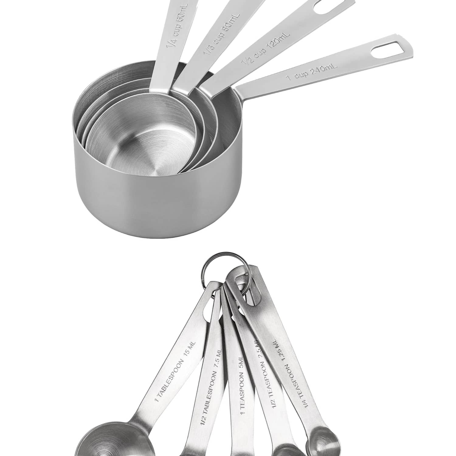 Tala Set of 5 Measuring Spoons & 4 Measuring Cups - Silver - Available at M&S