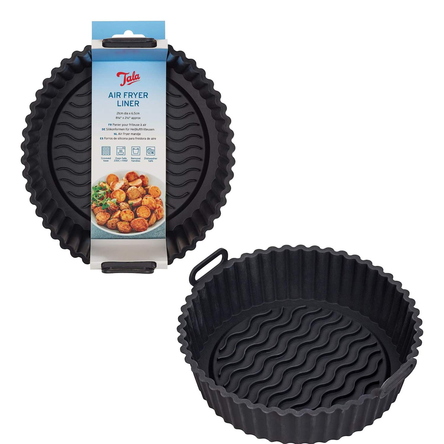 Tala Set of 2 Round Silicone 21cm Air Fryer Liners - Black - Available at M&S