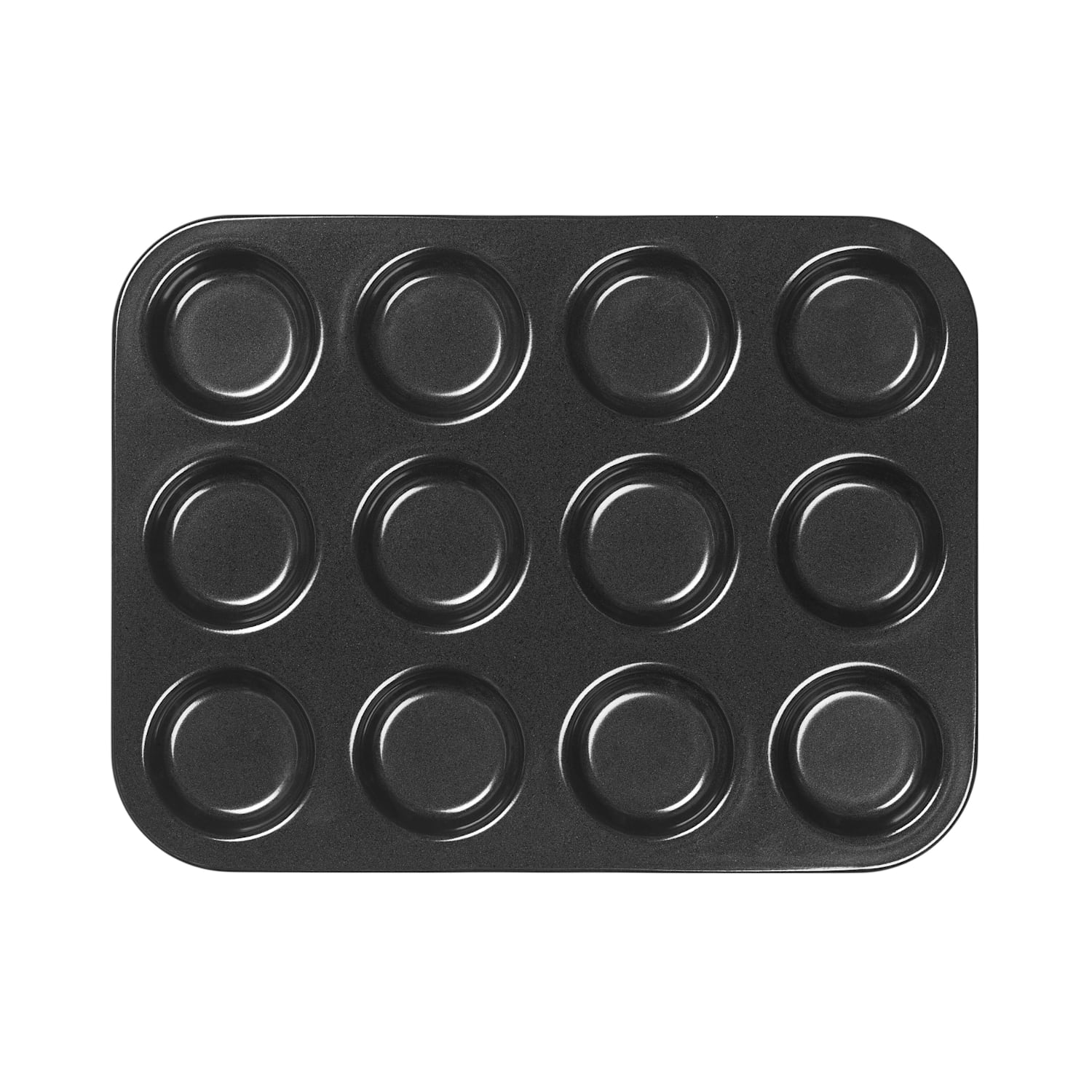 Tala Carbon Steel 12 Cup Shallow Bun Tin - Black - Available at M&S