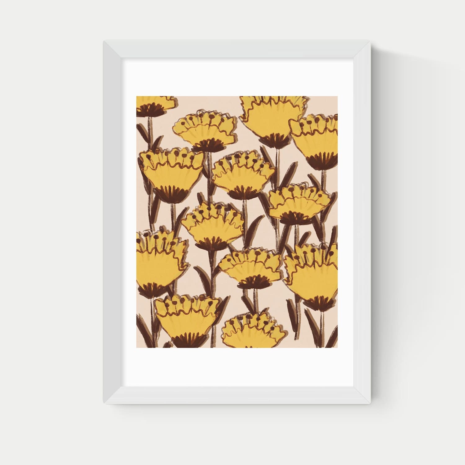 East End Prints Yellow Wildflowers Rectangle Framed Art - A1 - White - Available at M&S