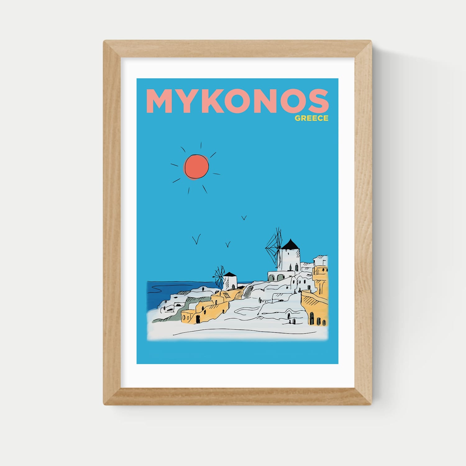 East End Prints Mykonos Greece Framed Art - A1 - Natural - Available at M&S