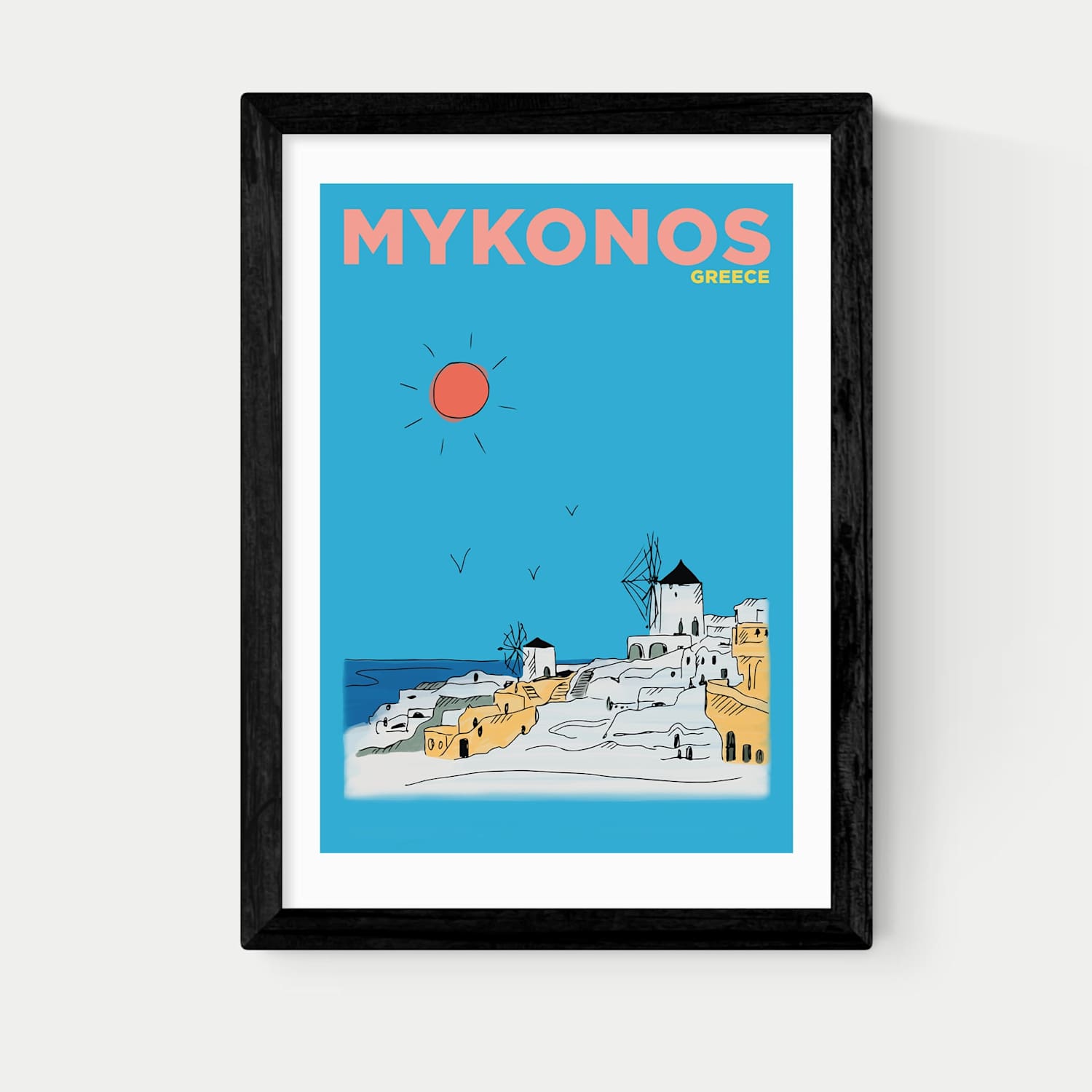 East End Prints Mykonos Greece Framed Art - A1 - Black - Available at M&S