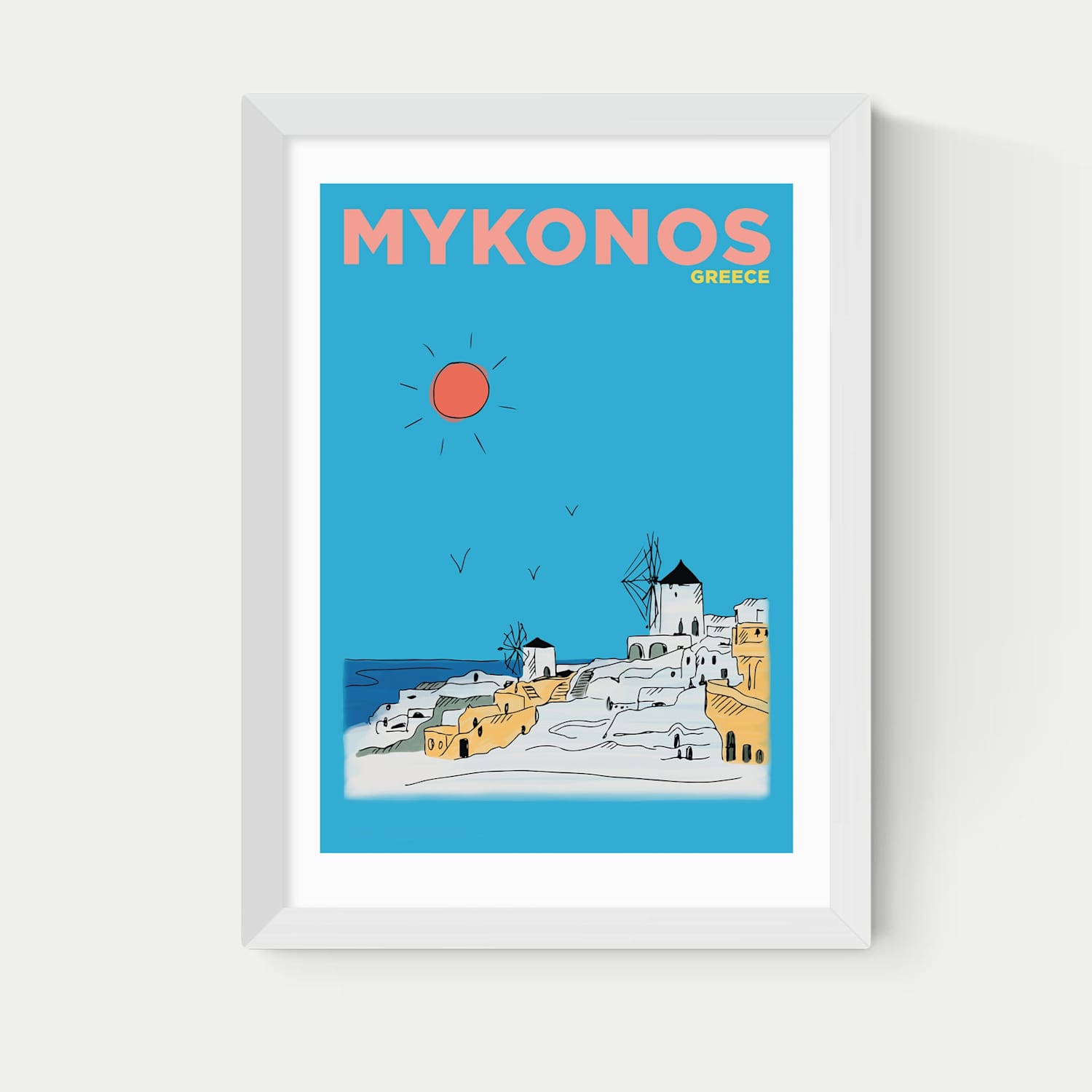 East End Prints Mykonos Greece Framed Art - A1 - White - Available at M&S