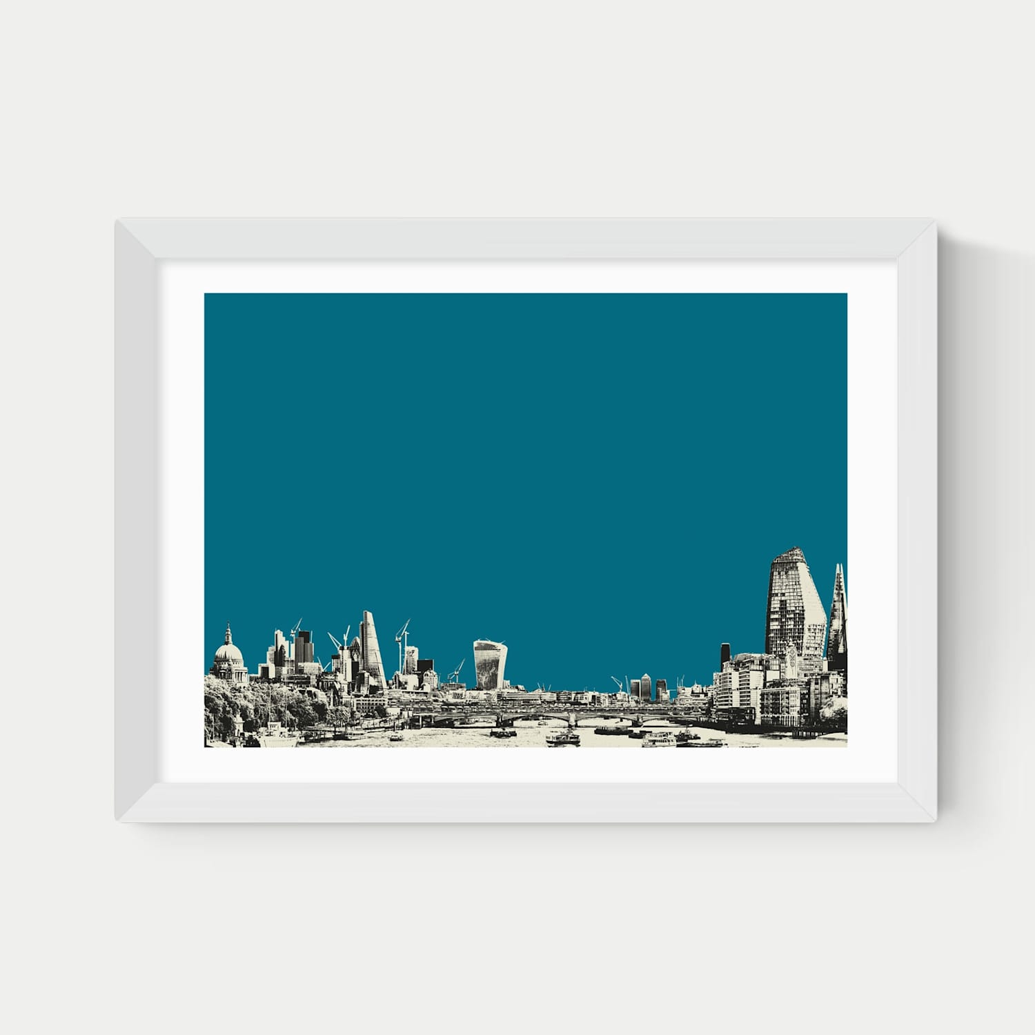 East End Prints North & South Framed Art Print - A3 - White - Available at M&S