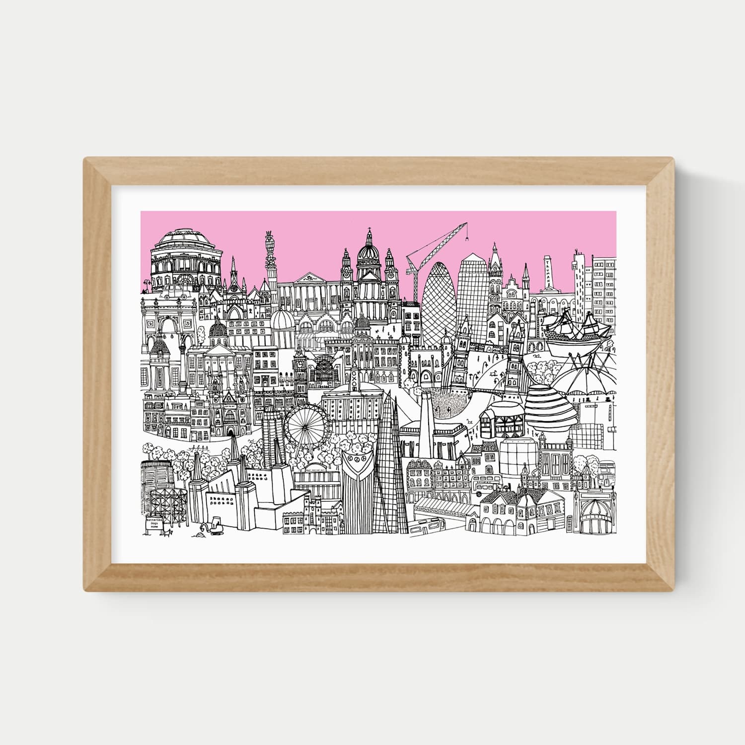 East End Prints London Jungle Framed Art Print - A3 - Natural - Available at M&S