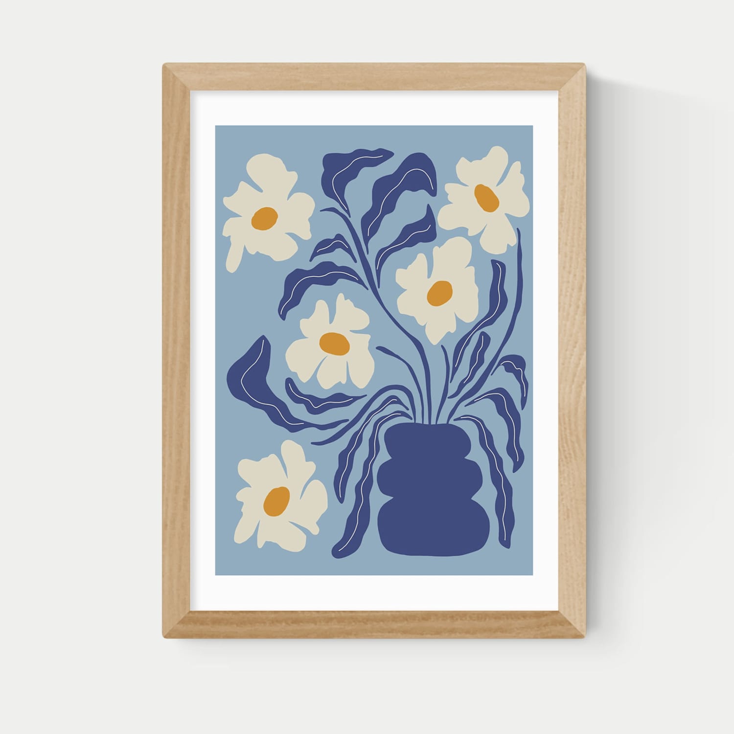 East End Prints Blue Moon Flower Pot Framed Art Print - A2 - Natural - Available at M&S