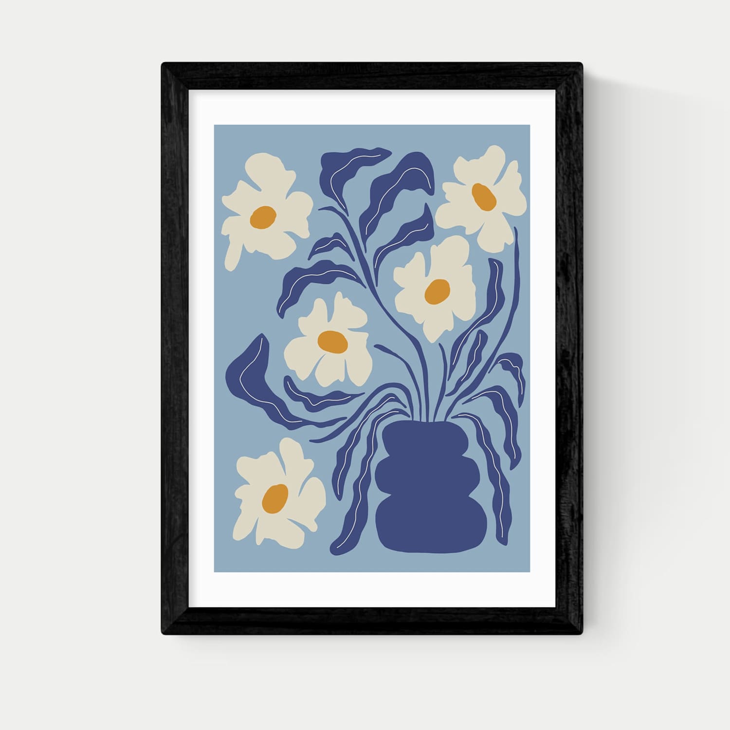 East End Prints Blue Moon Flower Pot Framed Art Print - A2 - Black - Available at M&S