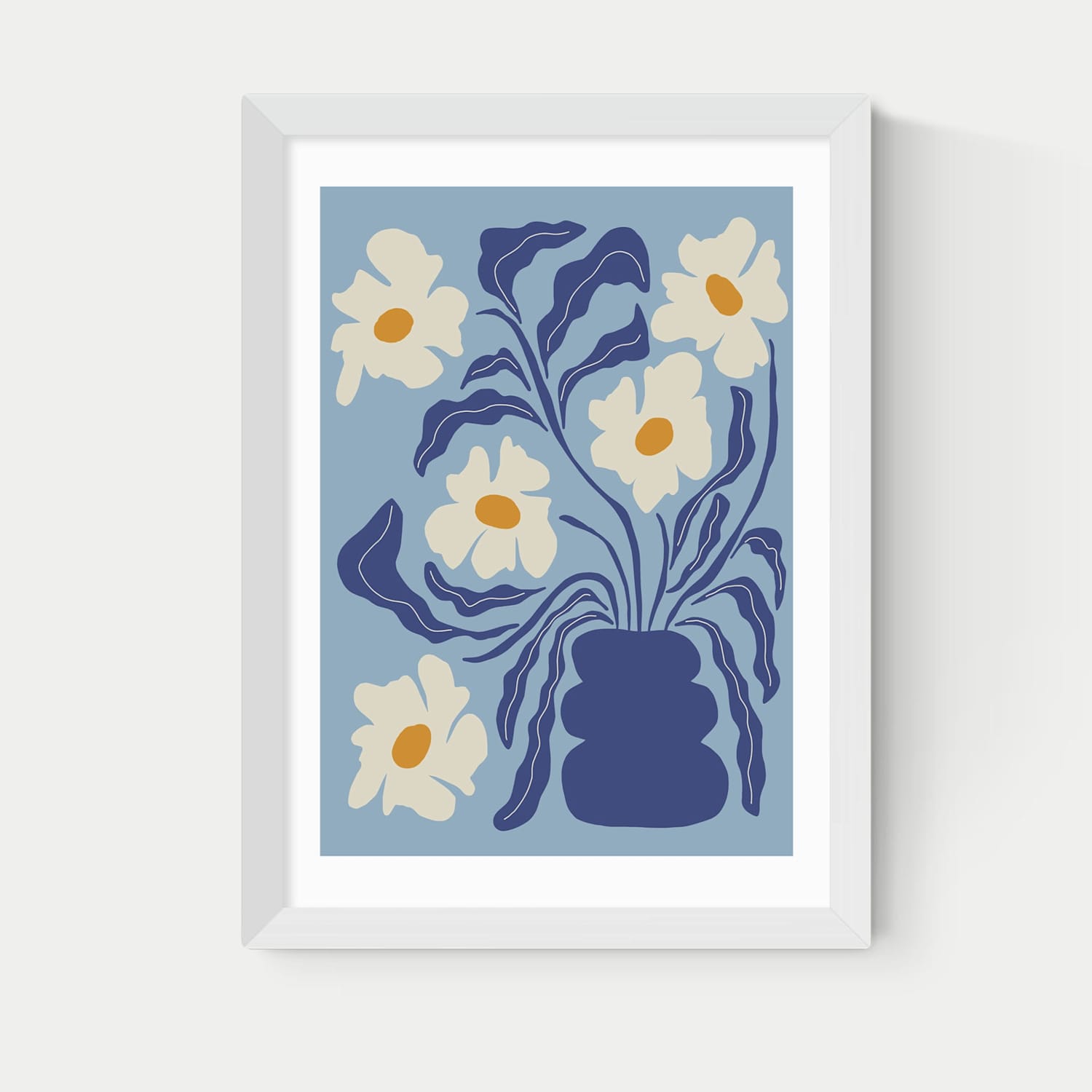 East End Prints Blue Moon Flower Pot Framed Art Print - A2 - White - Available at M&S