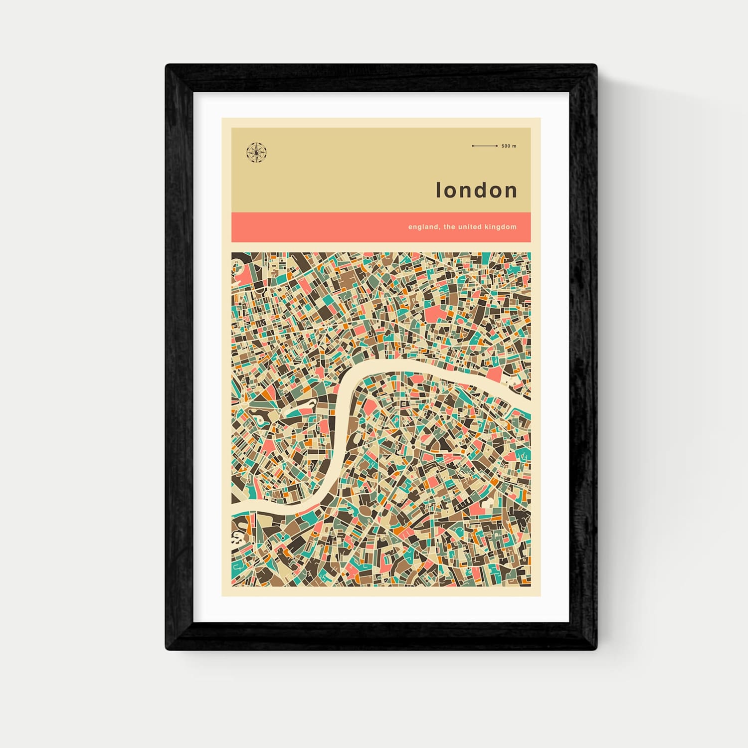 East End Prints London Streetguide Framed Art Print - A3 - Black - Available at M&S