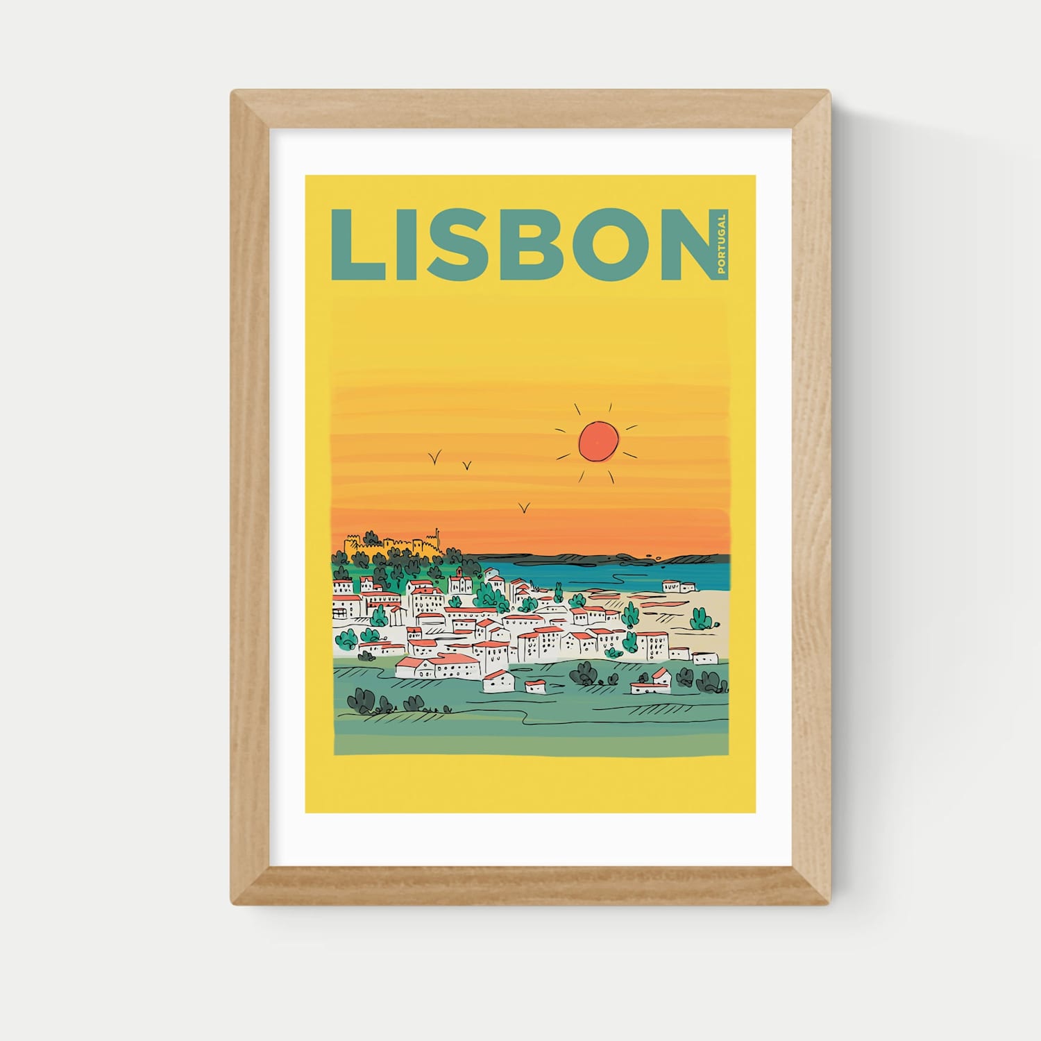 East End Prints Lisbon Framed Art Print - A1 - Natural - Available at M&S