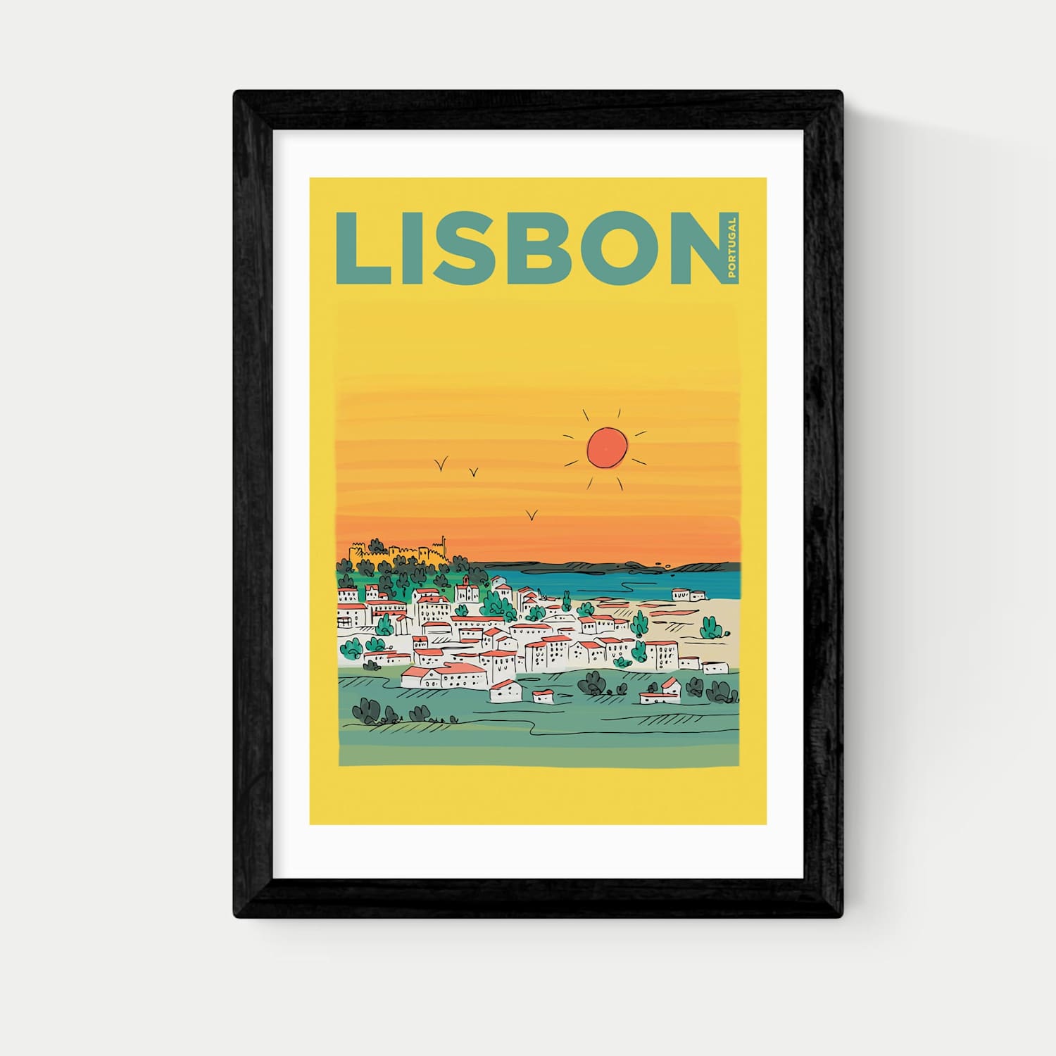 East End Prints Lisbon Framed Art Print - A1 - Black - Available at M&S