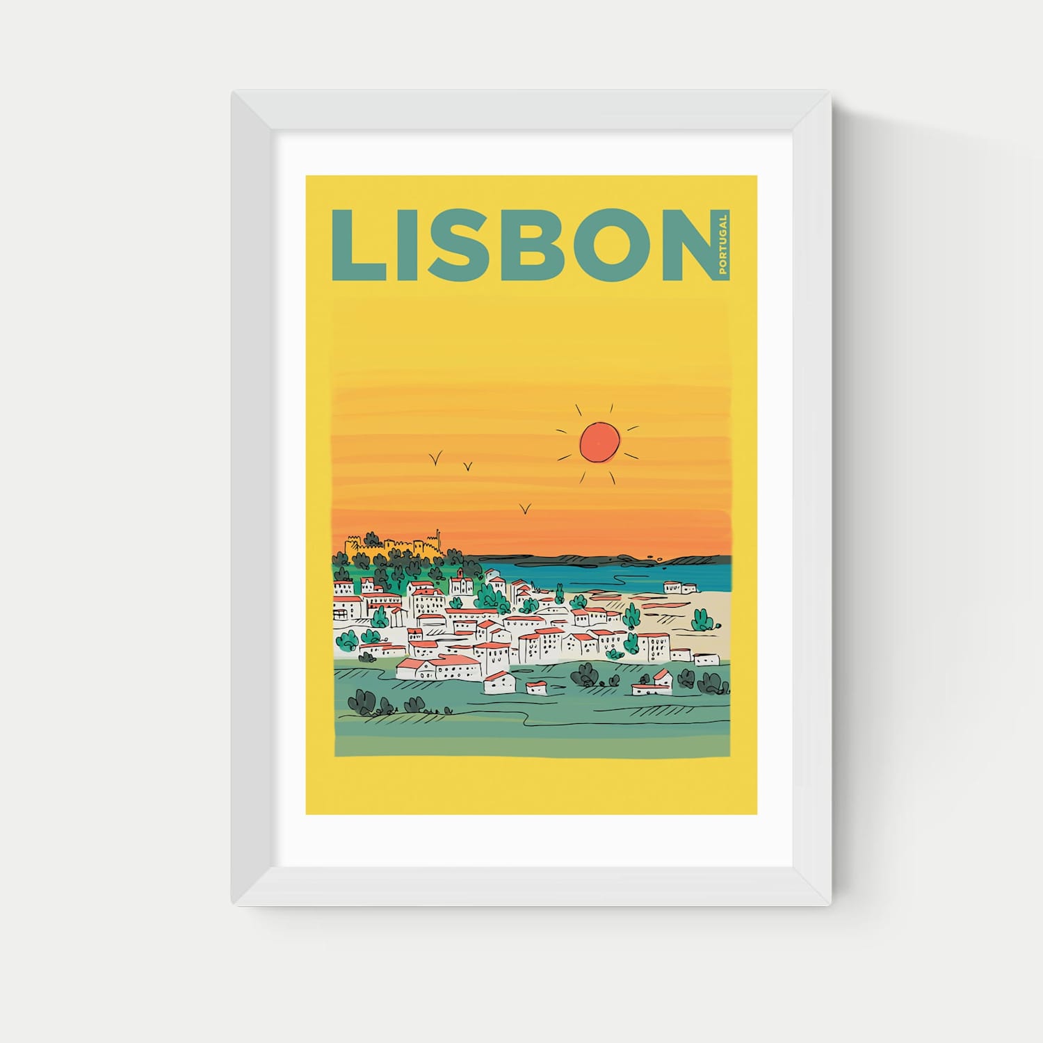 East End Prints Lisbon Framed Art Print - A2 - White - Available at M&S