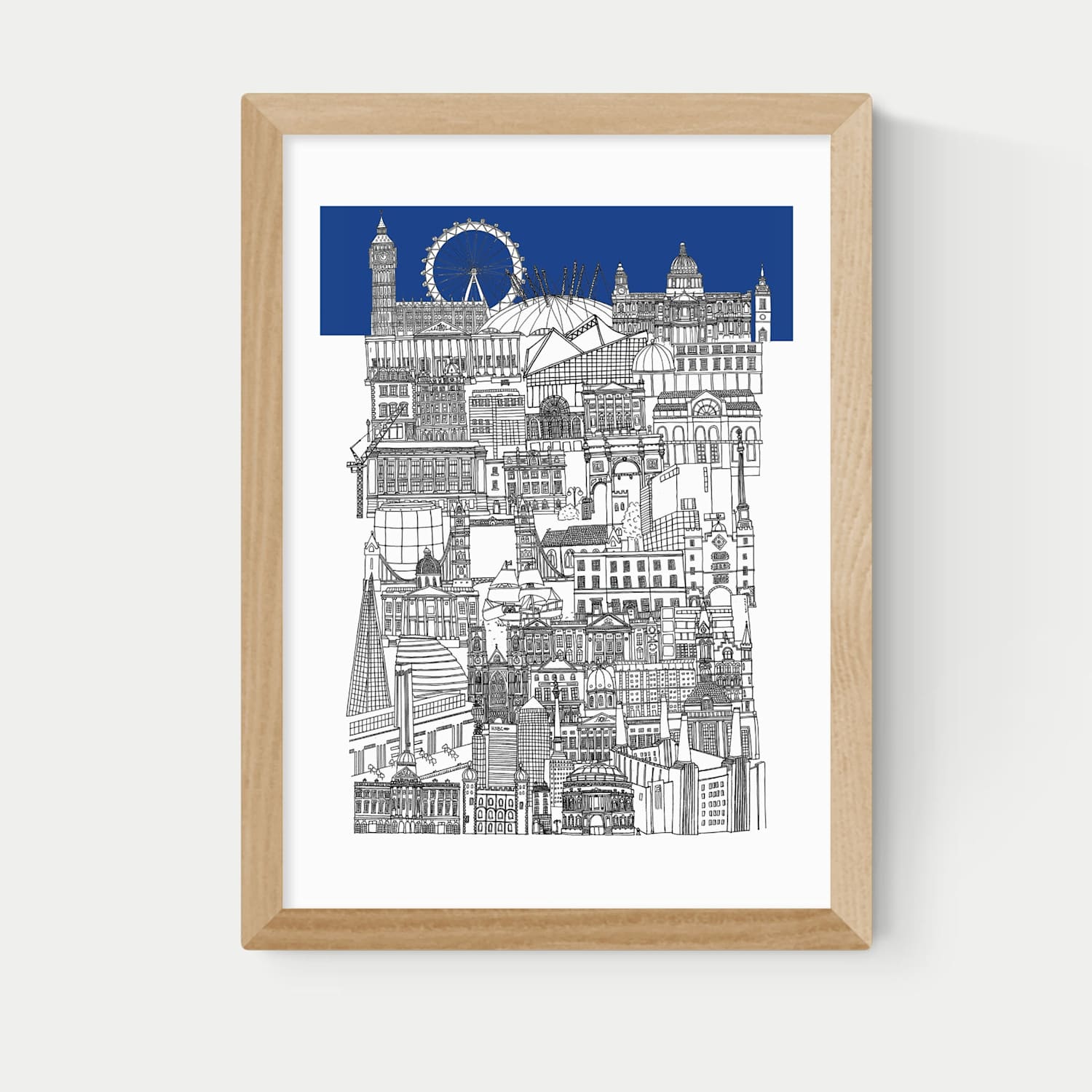 East End Prints London Blue Framed Art Print - A2 - Natural - Available at M&S