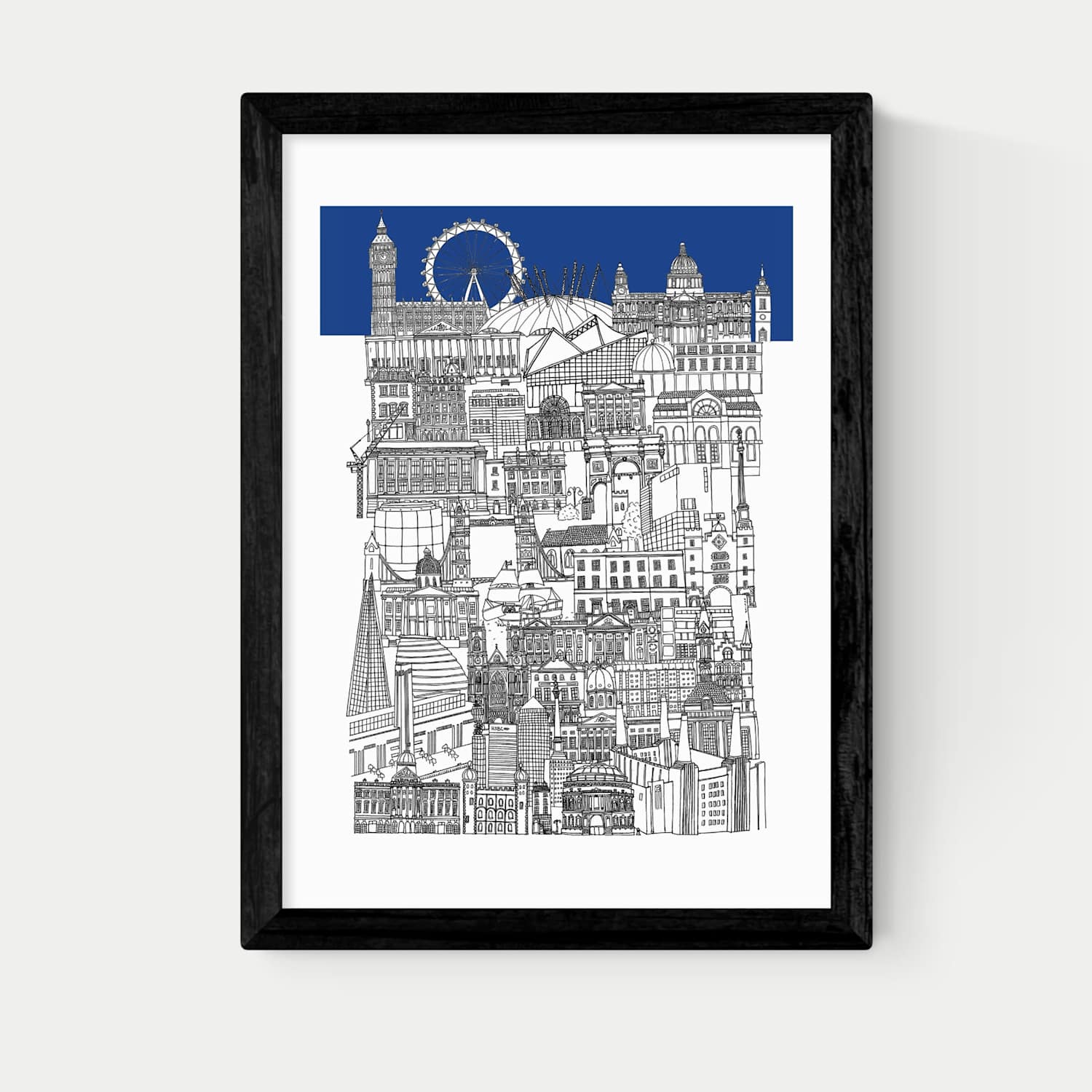 East End Prints London Blue Framed Art Print - A3 - Black - Available at M&S