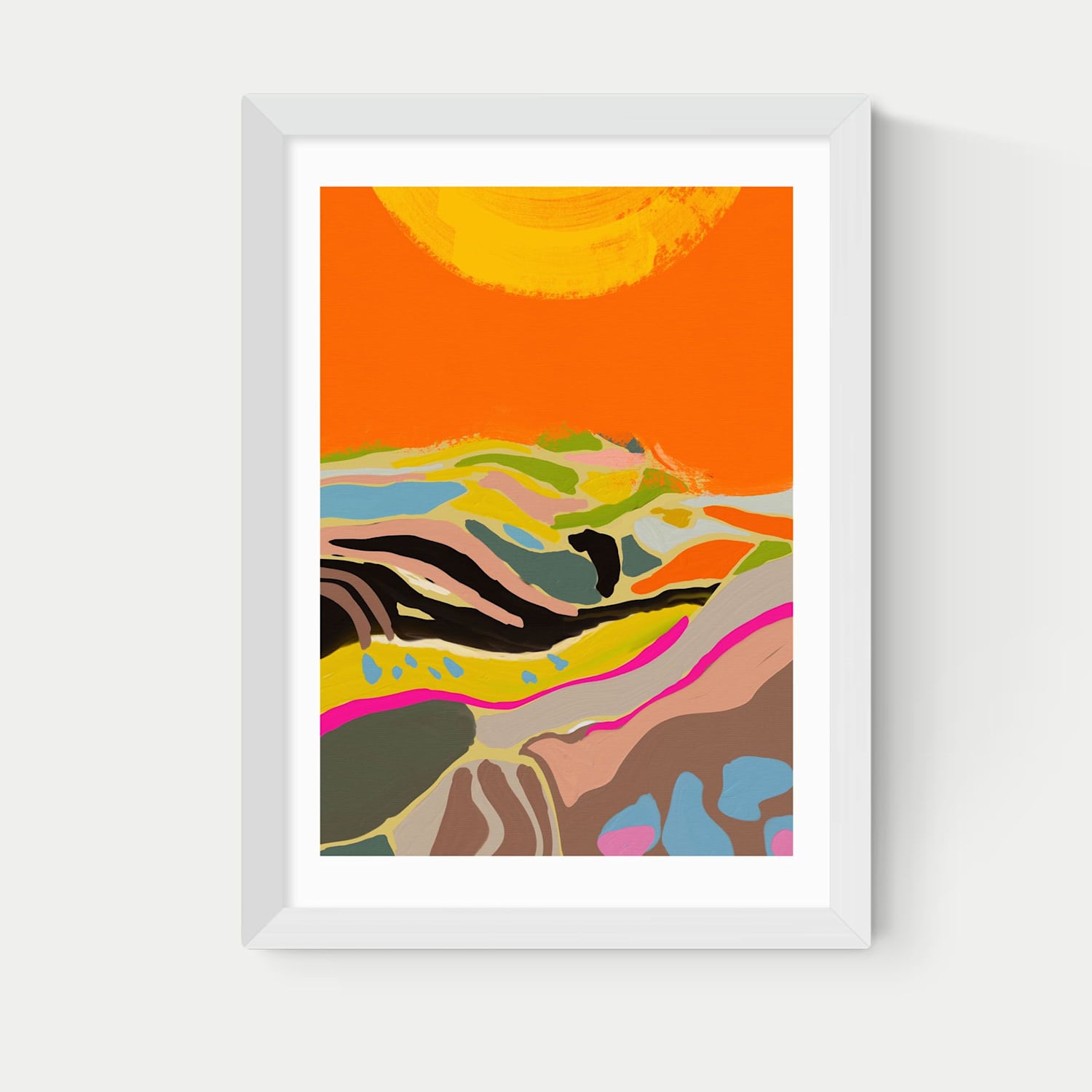 East End Prints Sunny Hills Framed Art Print - A3 - White - Available at M&S