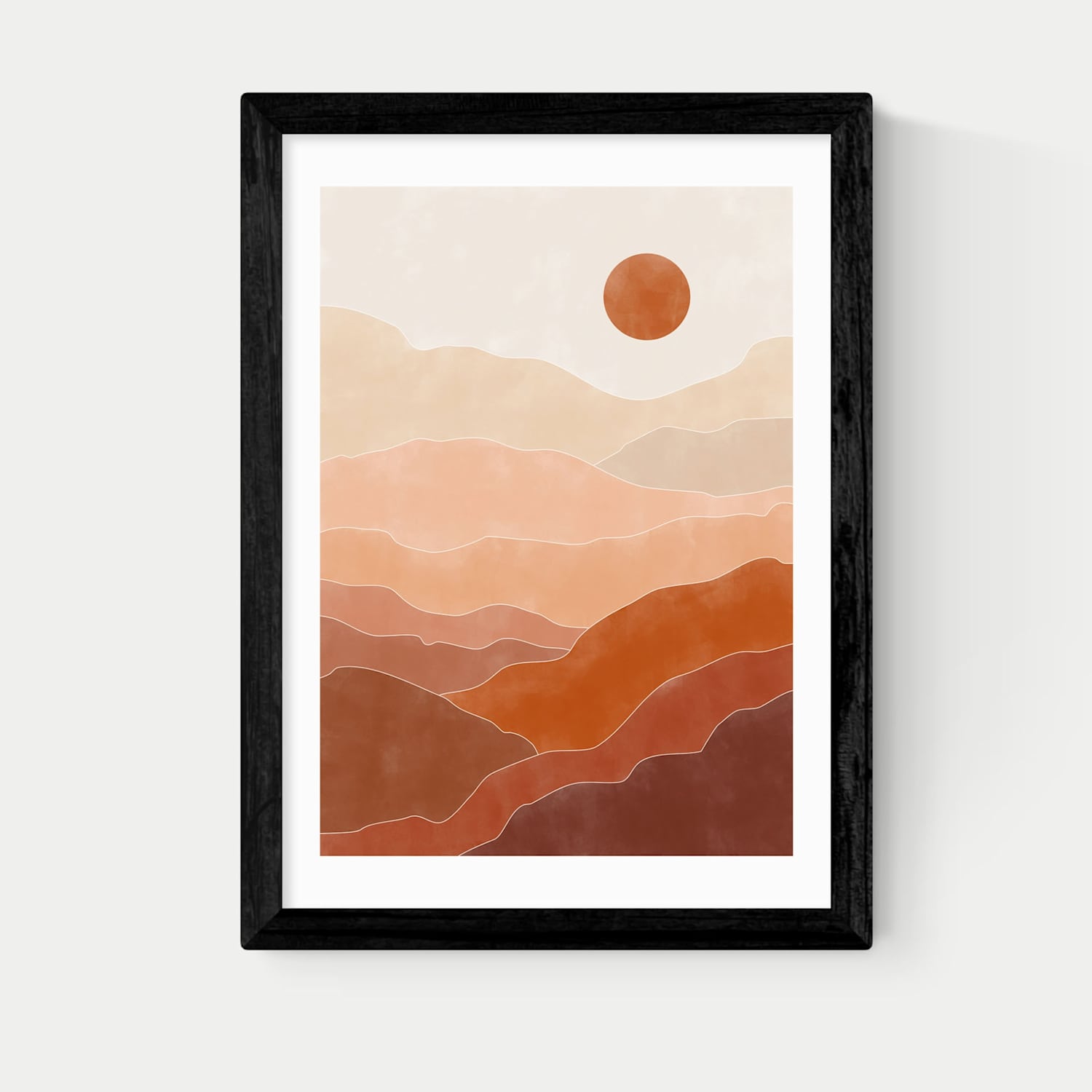 East End Prints Terracotta Landscape Framed Art Print - A3 - Black - Available at M&S