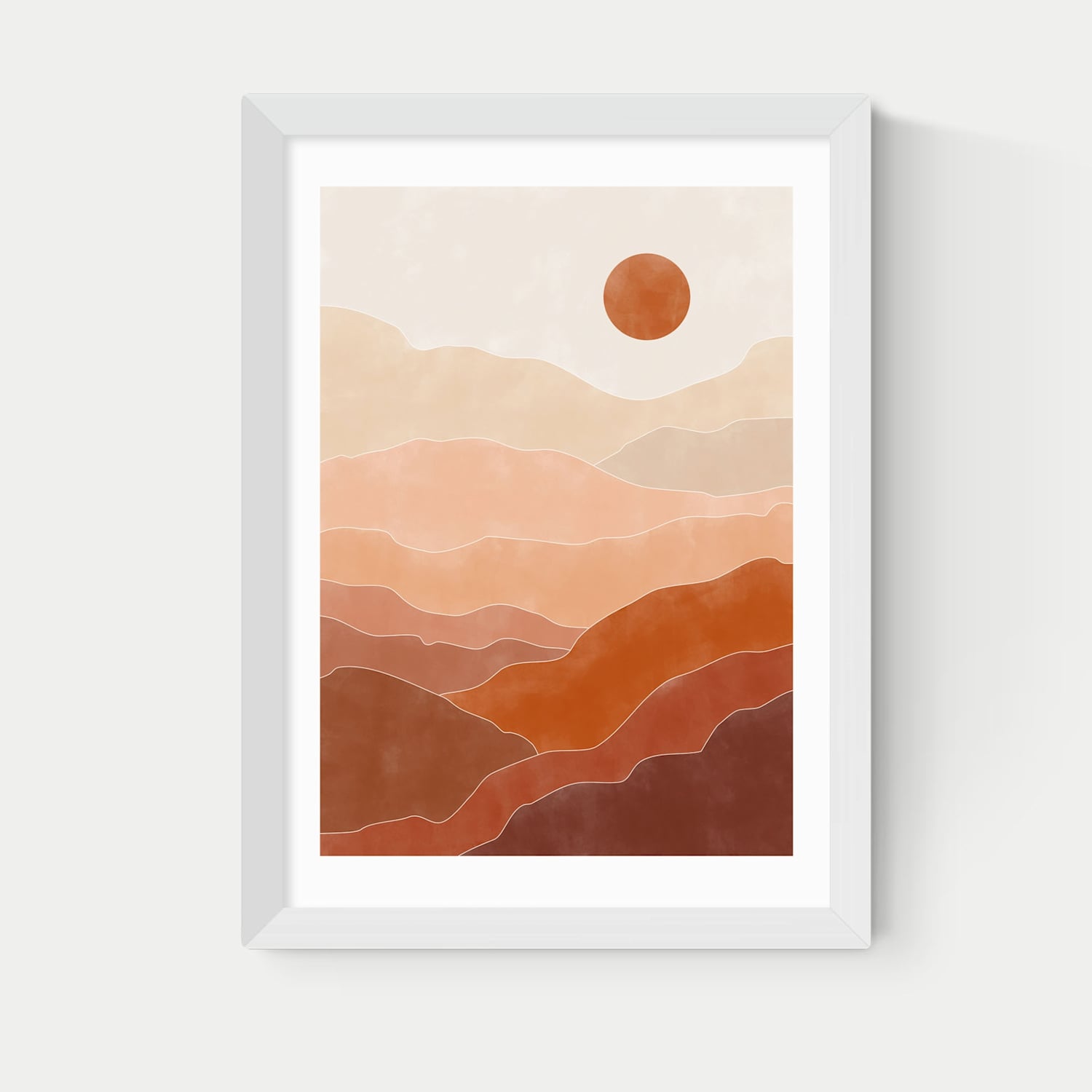 East End Prints Terracotta Landscape Framed Art Print - A3 - White - Available at M&S
