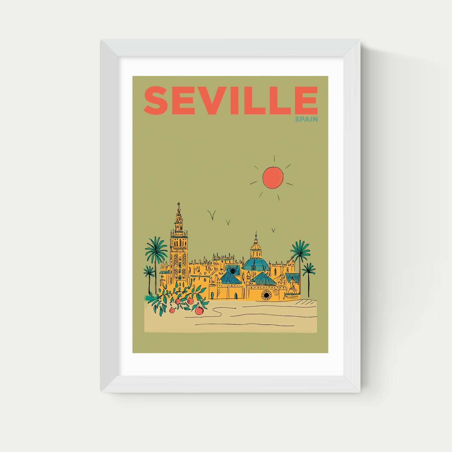 East End Prints Seville Framed Art Print - A3 - White - Available at M&S