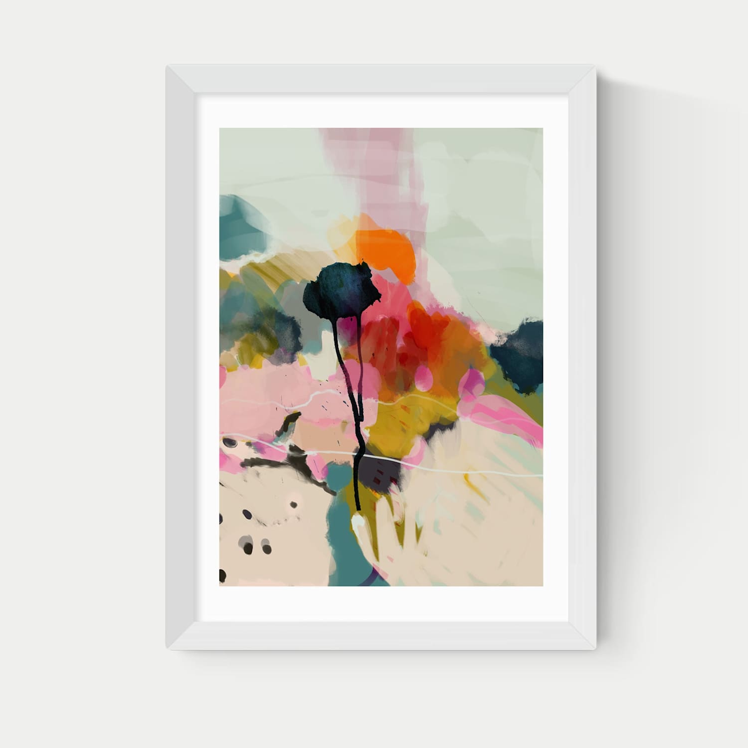 East End Prints Paysage Abstract Framed Art Print - A3 - White - Available at M&S