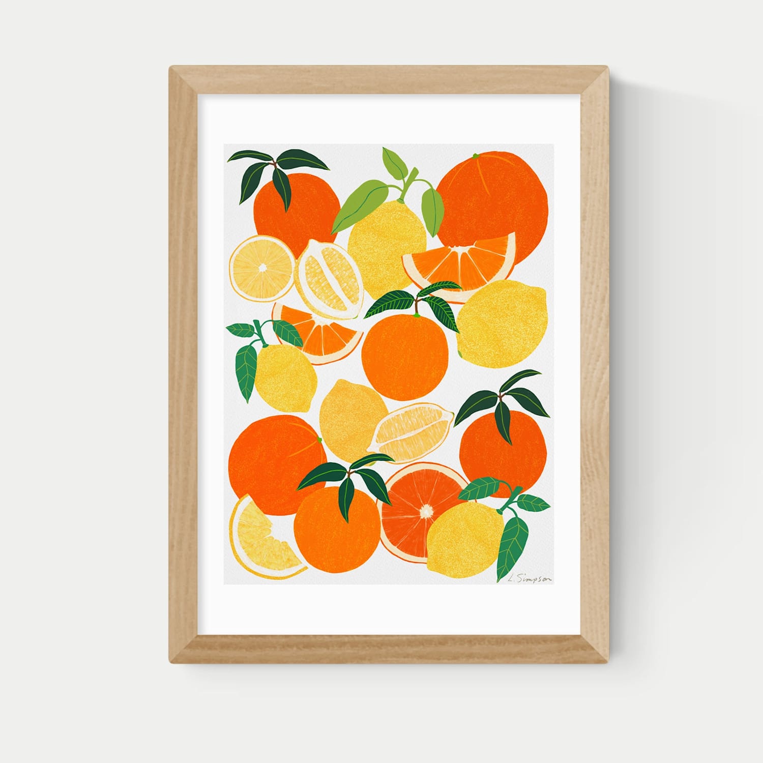 East End Prints Orange and Lemon Harvest Framed Art - A2 - Natural - Available at M&S