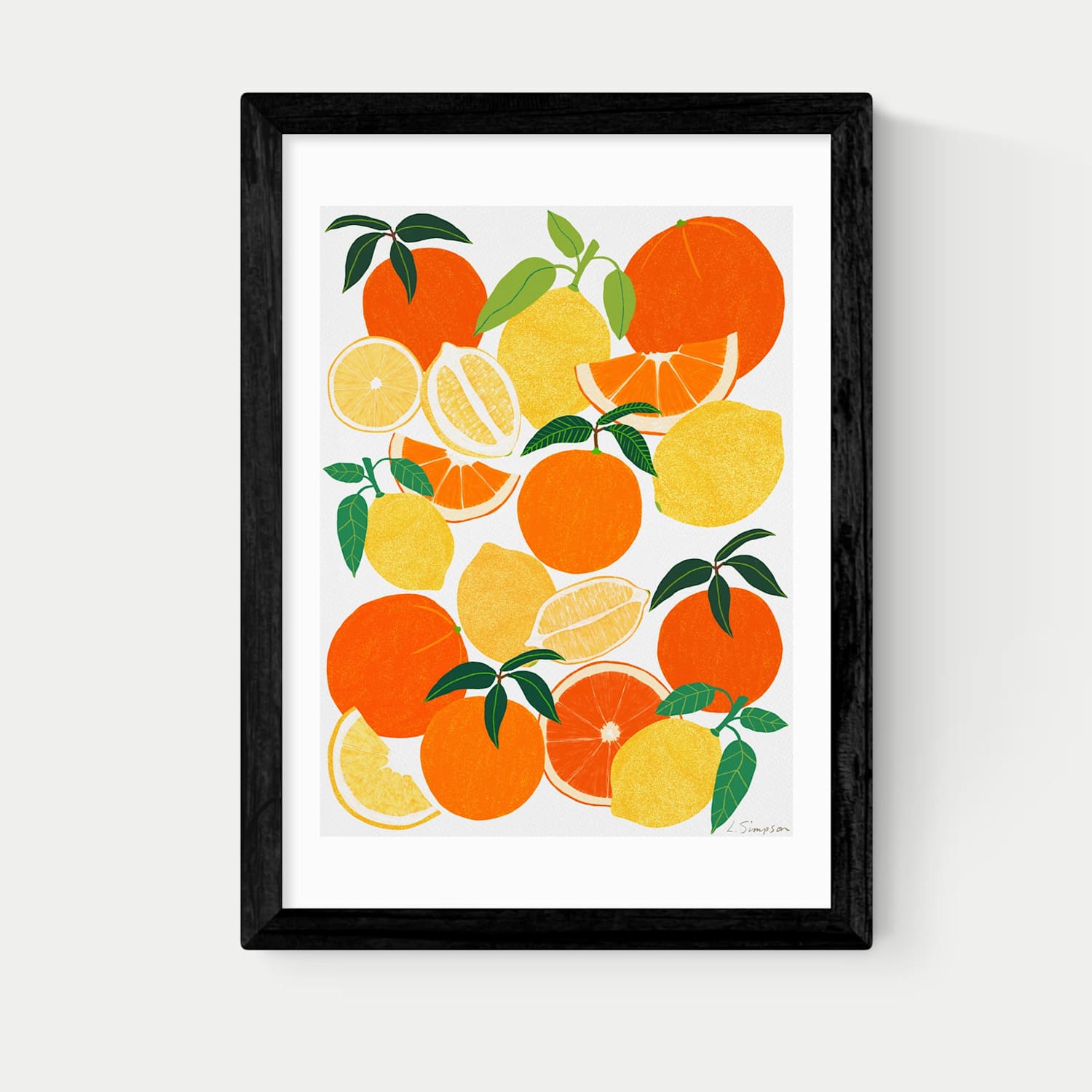 East End Prints Orange and Lemon Harvest Framed Art - A2 - Black - Available at M&S