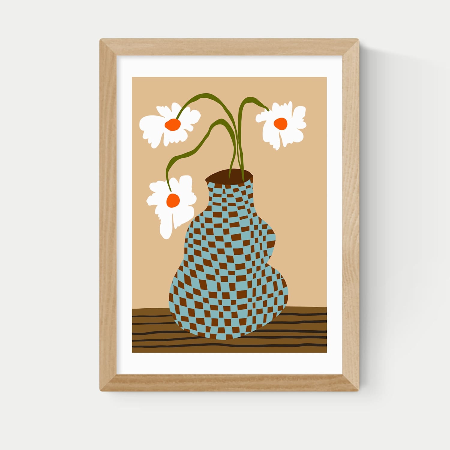 East End Prints Party Floral Pottery Framed Art Print - A1 - Natural - Available at M&S