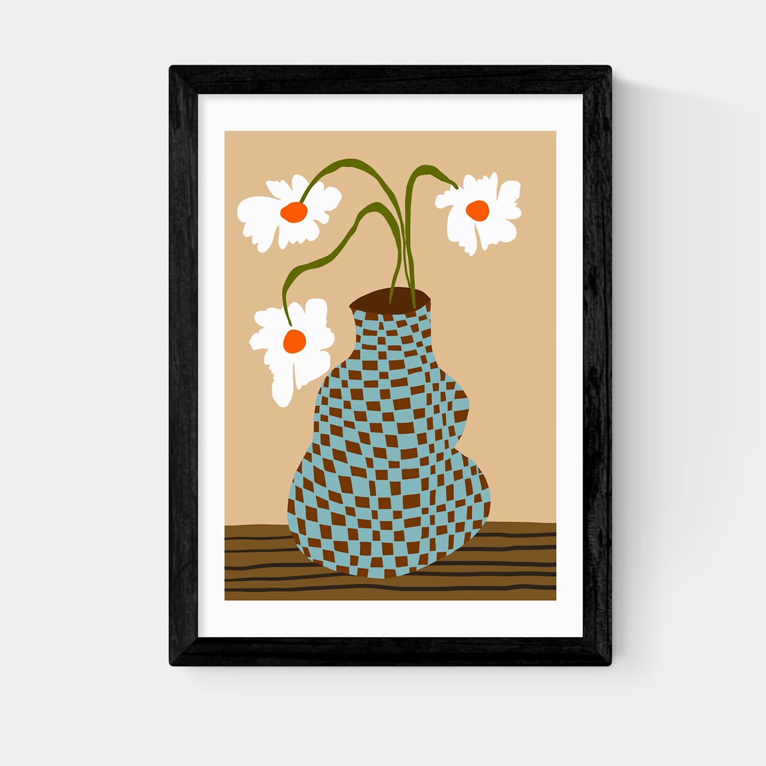 East End Prints Party Floral Pottery Framed Art Print - A1 - Black - Available at M&S