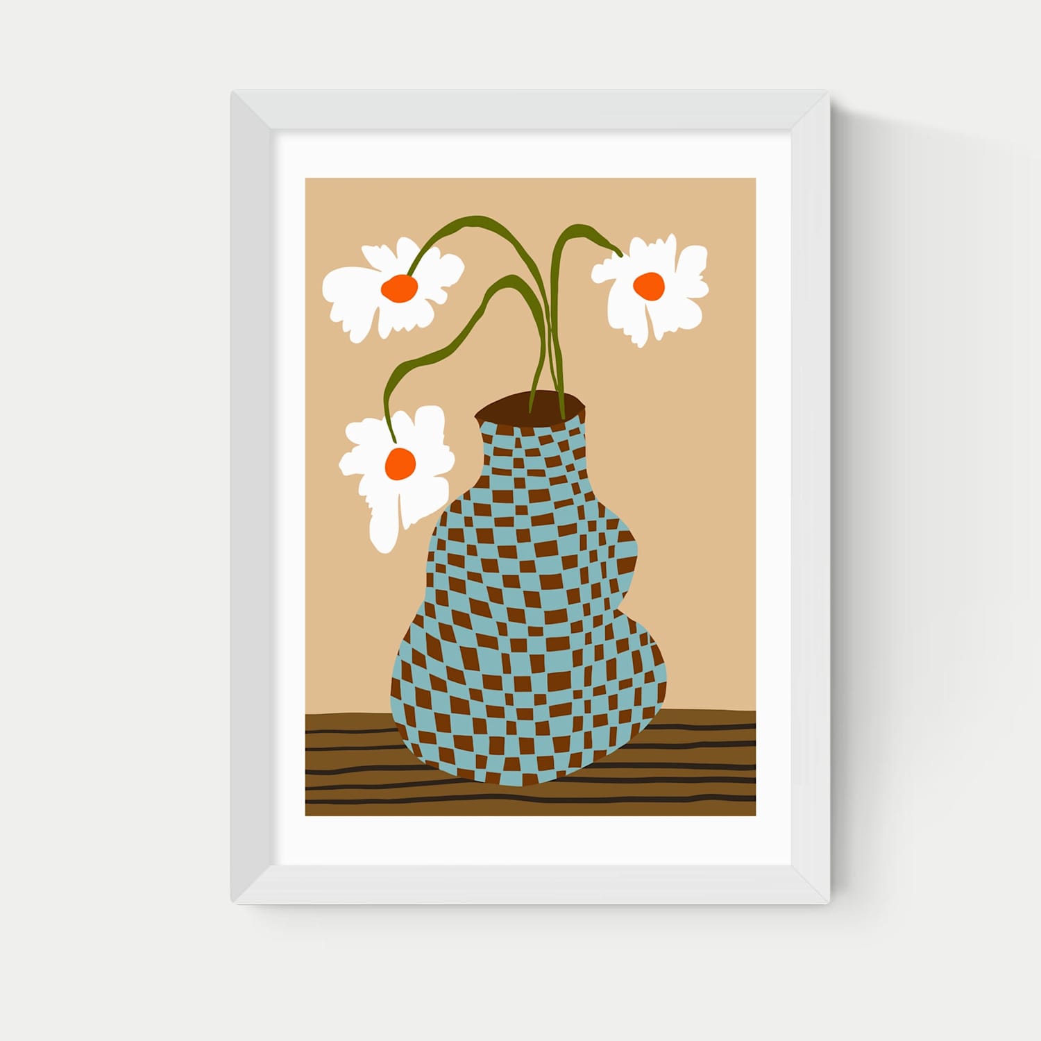 East End Prints Party Floral Pottery Framed Art Print - A1 - White - Available at M&S