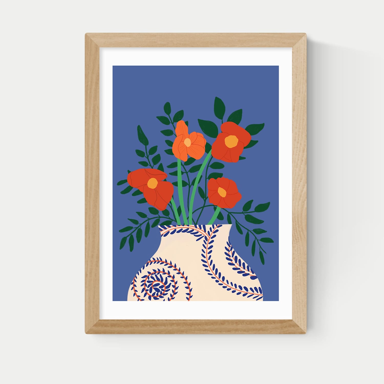 East End Prints Poppy Framed Art Print - A1 - Natural - Available at M&S