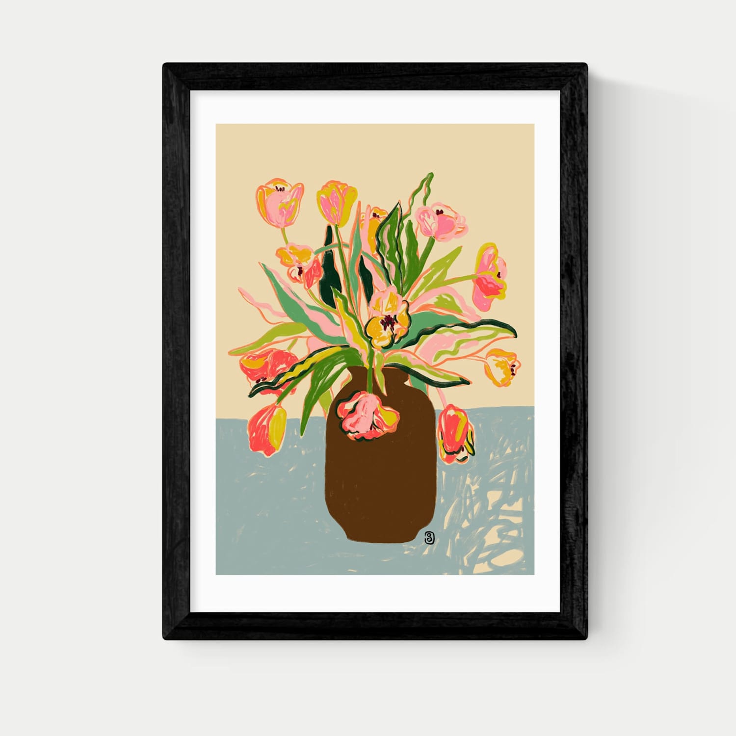 East End Prints Tulips Framed Art Print - A1 - Black - Available at M&S