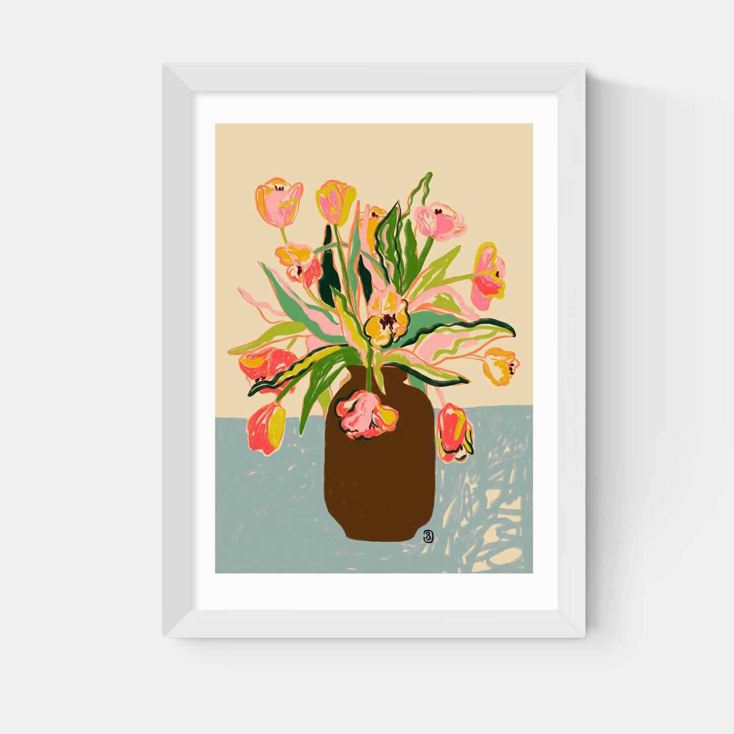 East End Prints Tulips Framed Art Print - A3 - White - Available at M&S