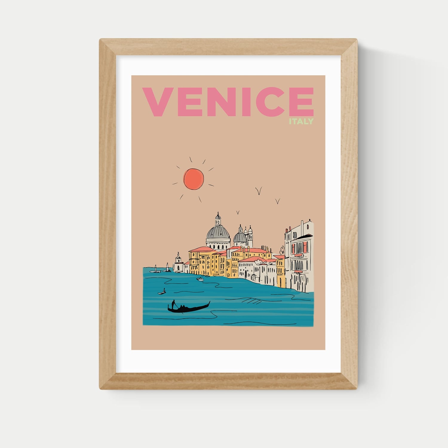 East End Prints Venice Italy Framed Art Print - A3 - Natural - Available at M&S