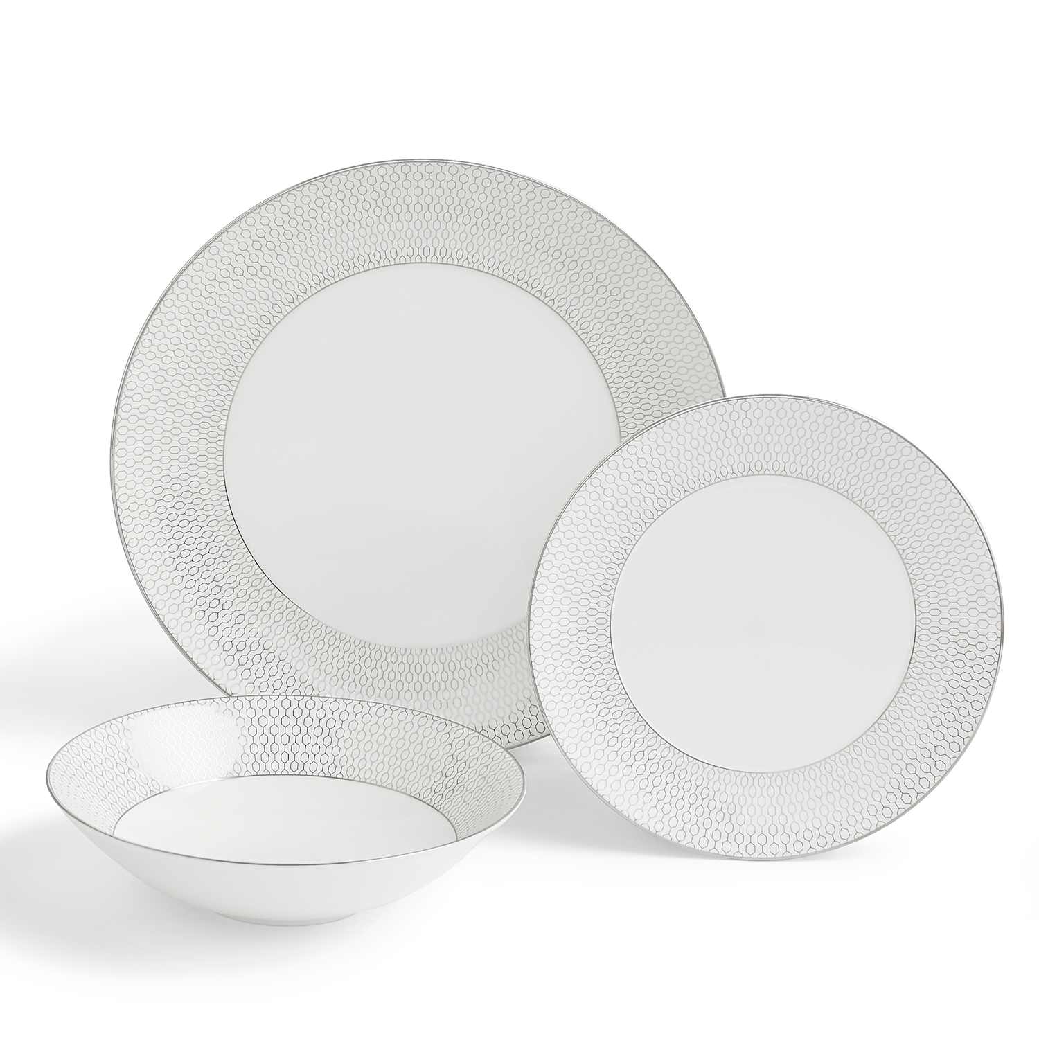 Wedgwood 12 Piece Gio Platinum Dinner Set - Silver Mix - Available at M&S