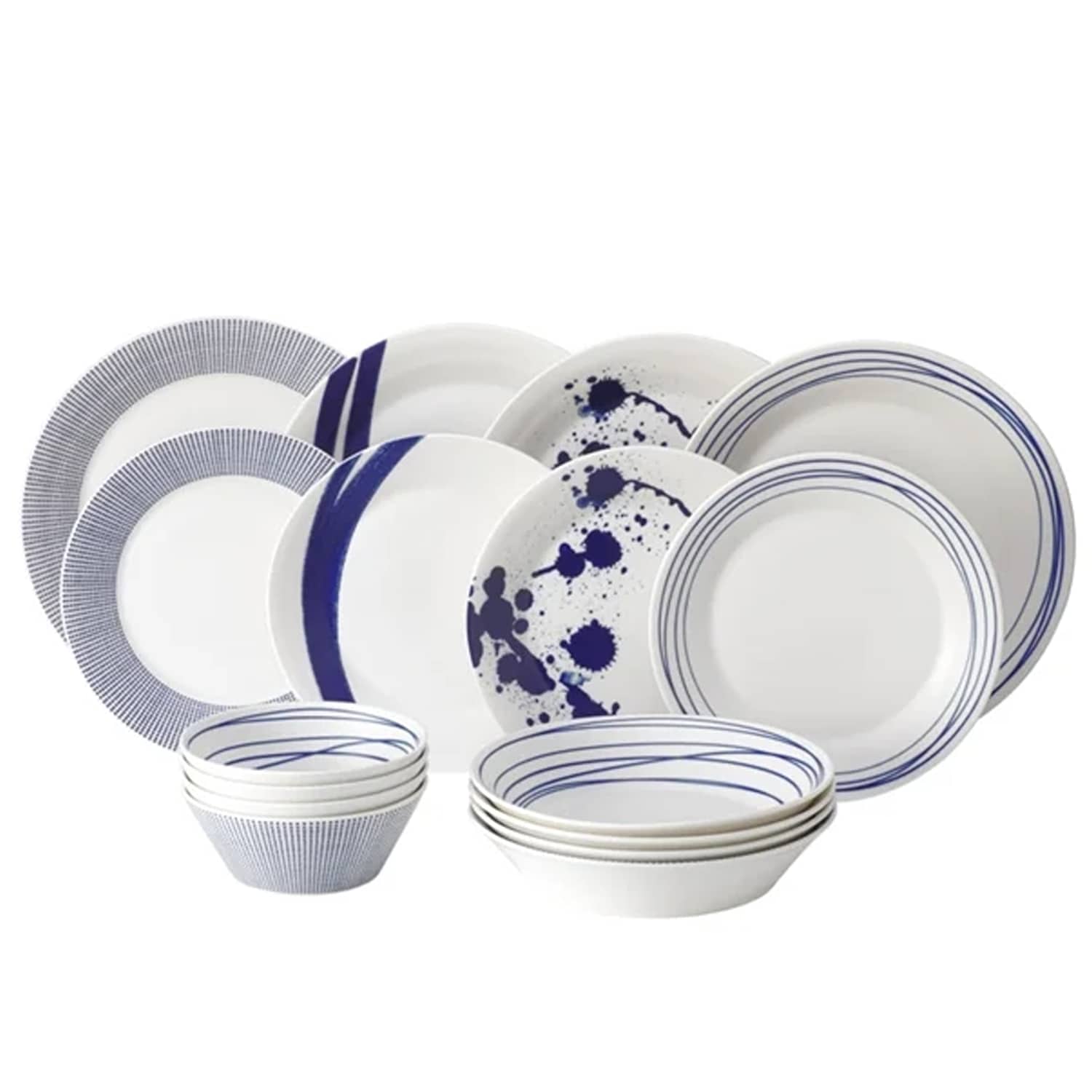 Royal Doulton 16 Piece Dinner Set - Blue Mix - Available at M&S