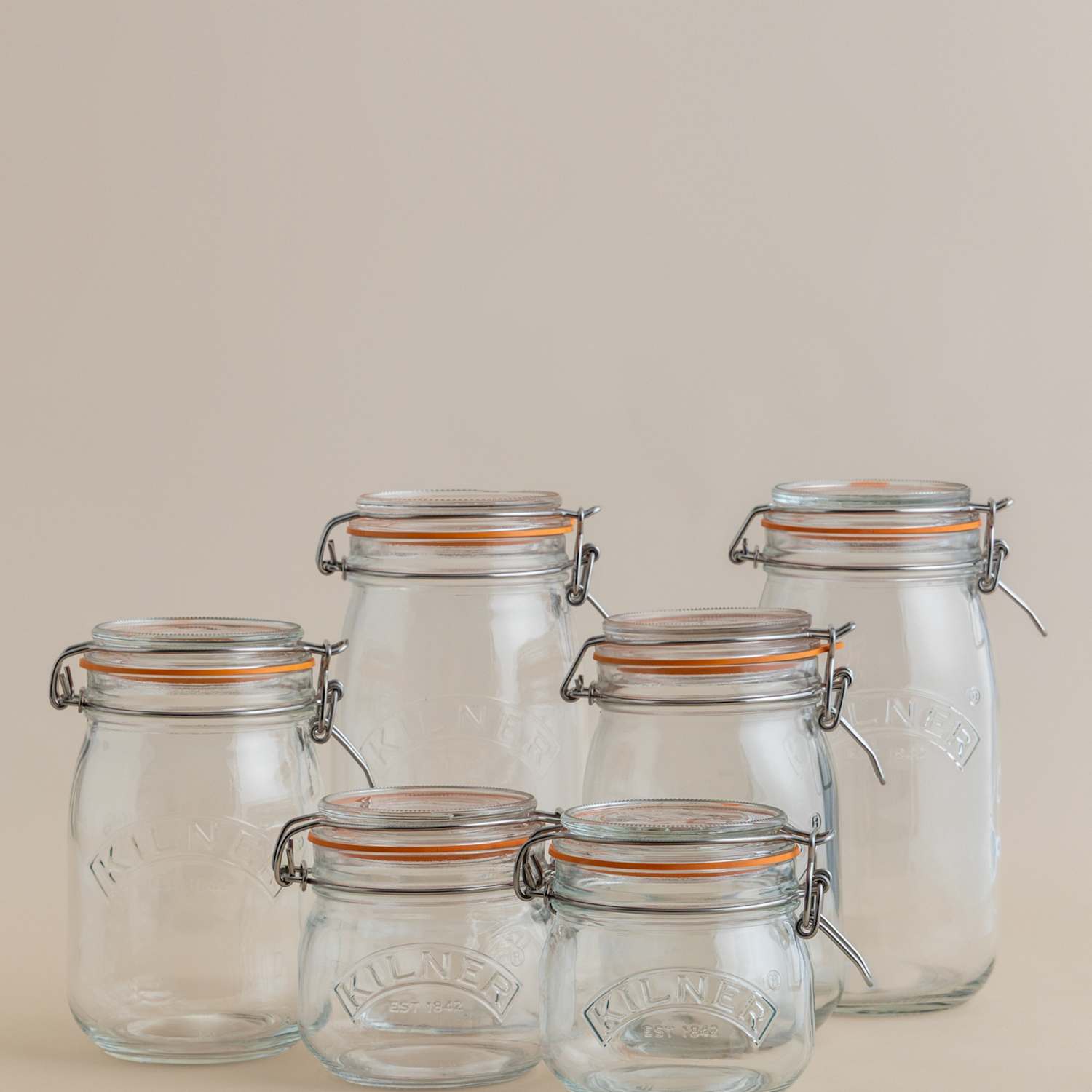 Kilner Set of 6 Round Glass Storage Jars - Clear - Available at M&S
