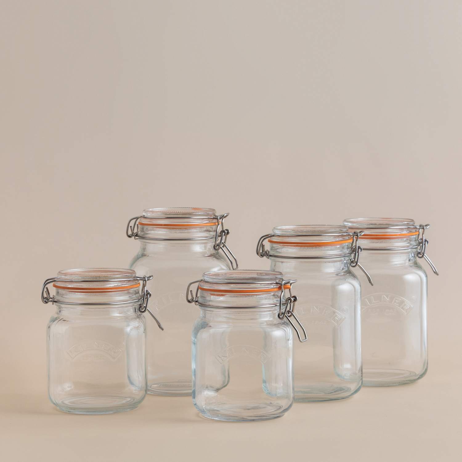 Kilner Set of 5 Square Clip Top Pantry Jars - Clear - Available at M&S