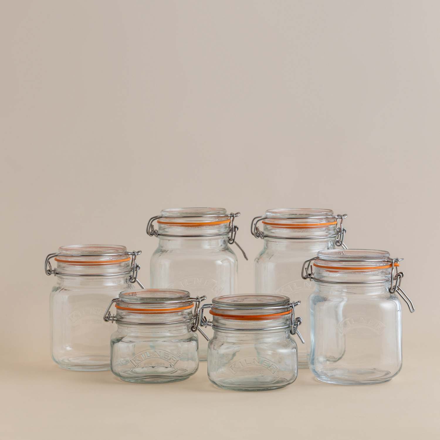 Kilner Set of 6 Square Clip Top Pantry Jars - Clear - Available at M&S