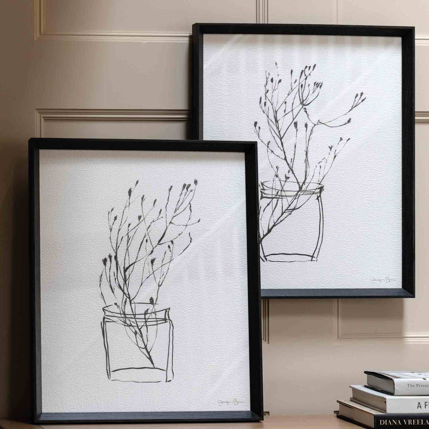 Gallery Direct Set of 2 Delicate Nature Framed Art - Black Mix - Available at M&S