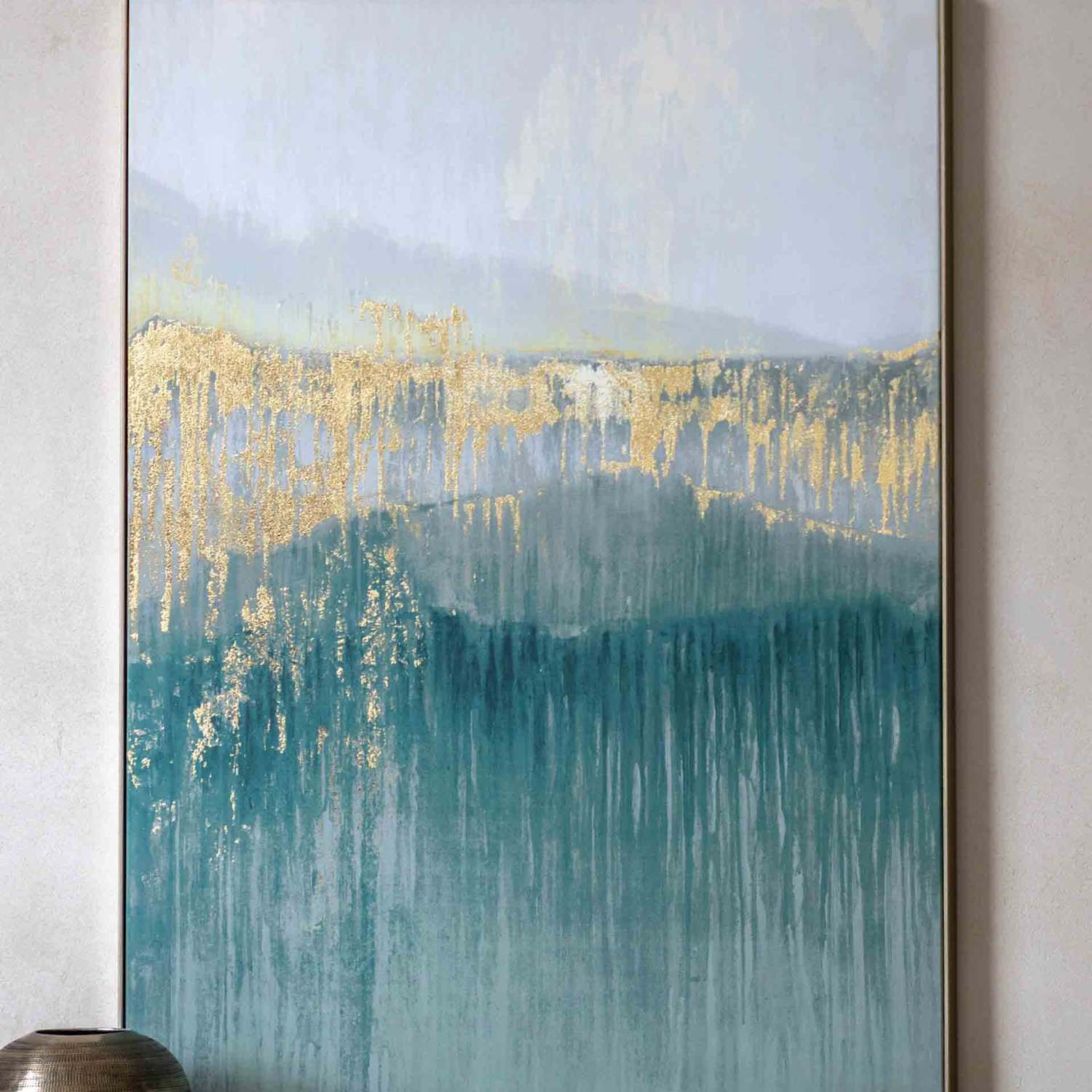 Gallery Direct Early Morning Horizon Framed Canvas - Teal - Available at M&S
